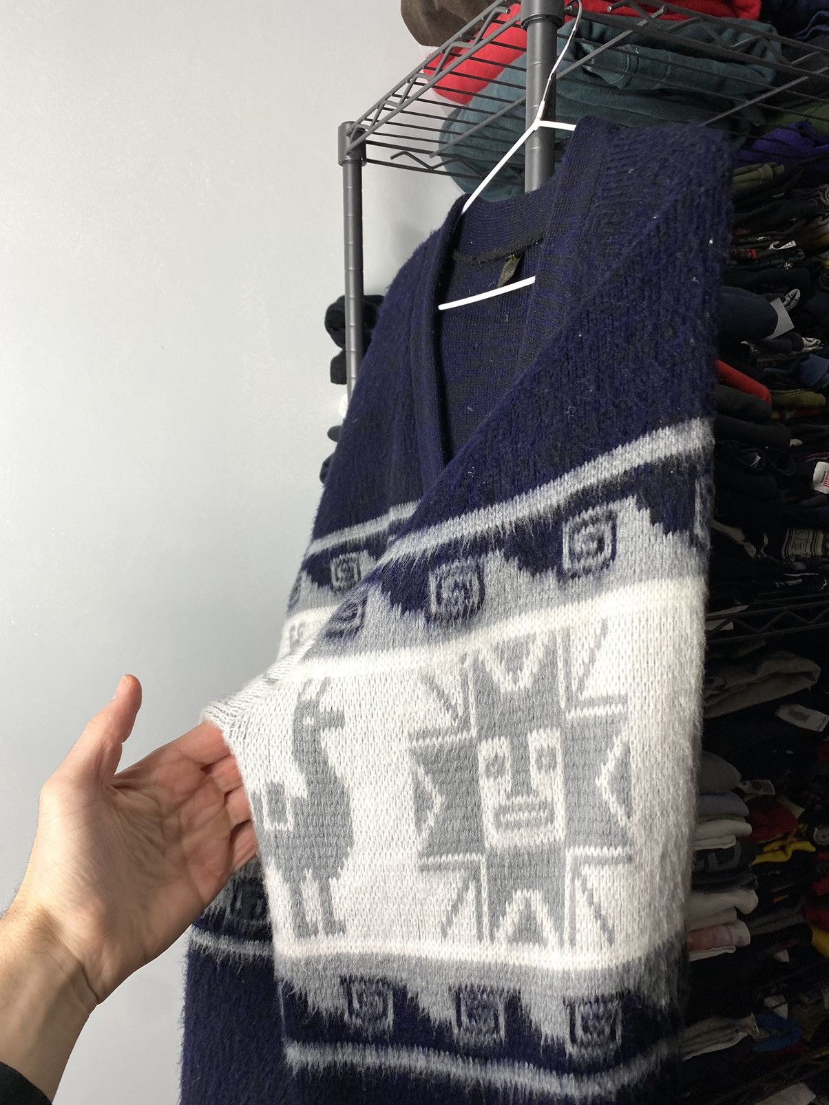 Japanese Brand Vintage 1990’s Inca Artesanias Cardigan Sweater Aztec Wool Size US L / EU 52-54 / 3 - 9 Thumbnail