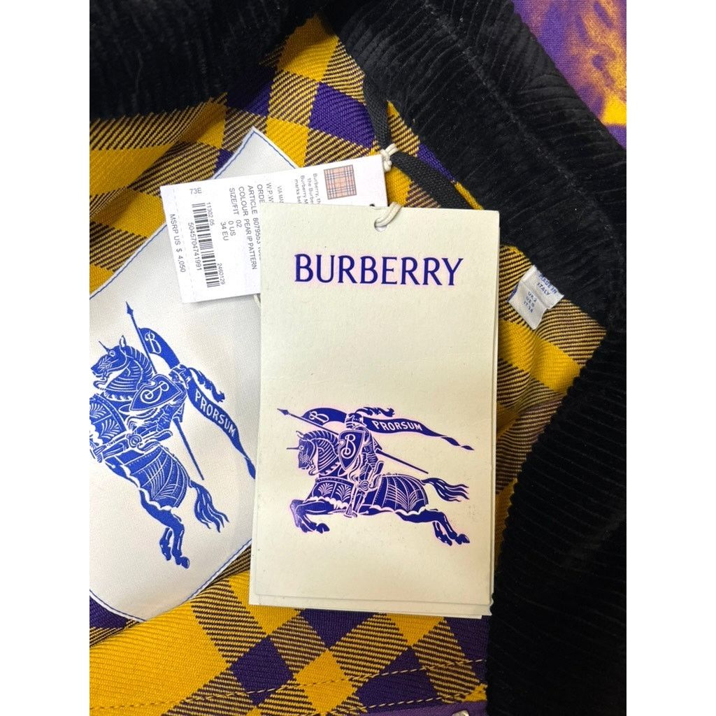 Burberry Burberry Purple and Yellow Rose Print Trench Coat (US 0) Size XS / US 0-2 / IT 36-38 - 5 Thumbnail