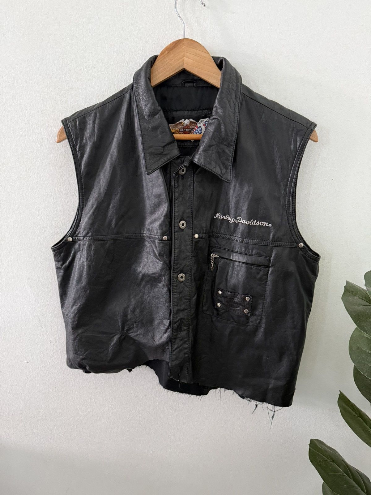 Harley Davidson Vintage leather☠️ PUNK 80's HARLEY DAVIDSON Biker VEST Size US L / EU 52-54 / 3 - 3 Thumbnail