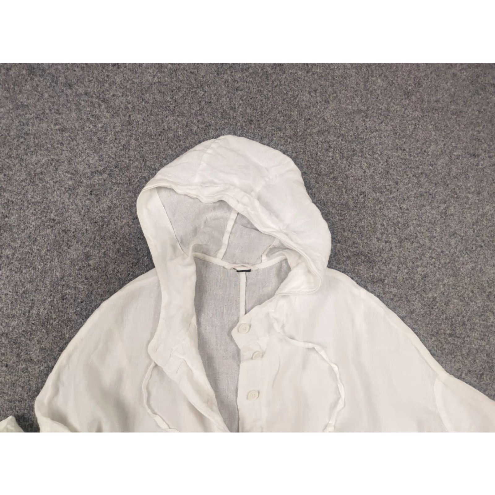 Vintage Rundholz Black label Design Asymmetric Button Hooded White Linen Oversized Jacket Size M / US 6-8 / IT 42-44 - 4 Thumbnail