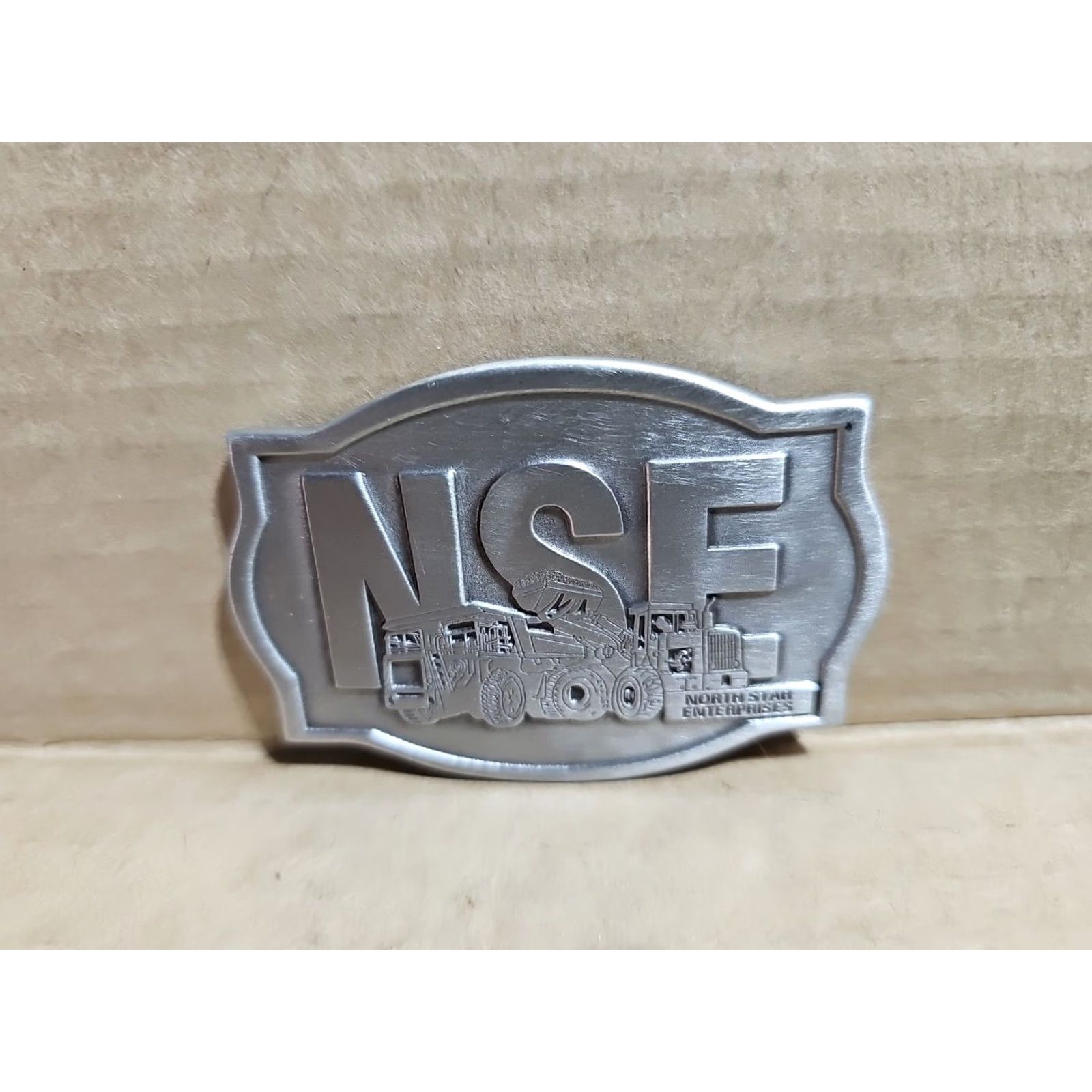 Vintage NORTH STAR ENTERPRISES Truck Belt Buckle Mens Metal Silver Construction Graphic Size ONE SIZE - 4 Thumbnail