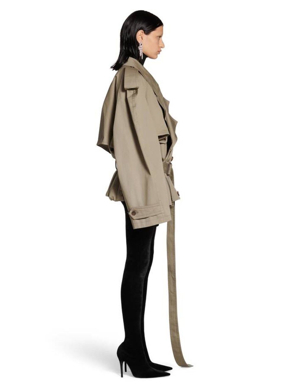 Balenciaga oc11z0825 Folded Trench Coat in Beige Size L / US 10 / IT 46 - 2 Thumbnail