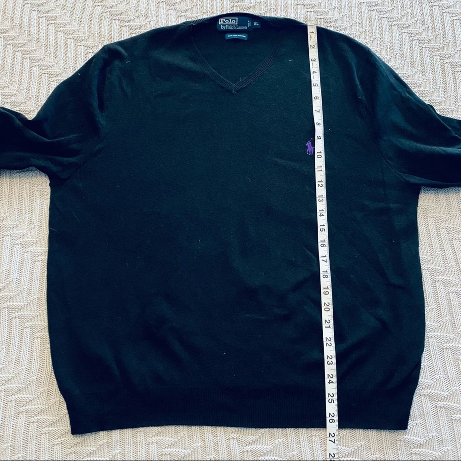 Polo Ralph Lauren Polo RL black vneck pima cotton sweater Size US XL / EU 56 / 4 - 6 Thumbnail