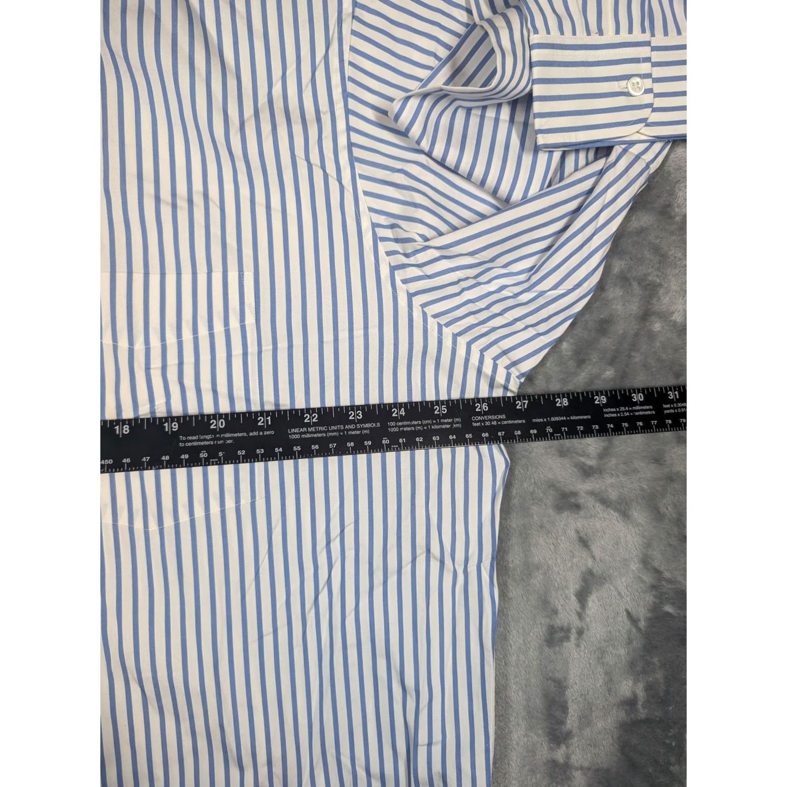 J.Crew Vtg J.Crew Oarsman Shirt Mens 17-34 Blue White Stripe Button-Down Long Sleeve Size US S / EU 44-46 / 1 - 3 Thumbnail