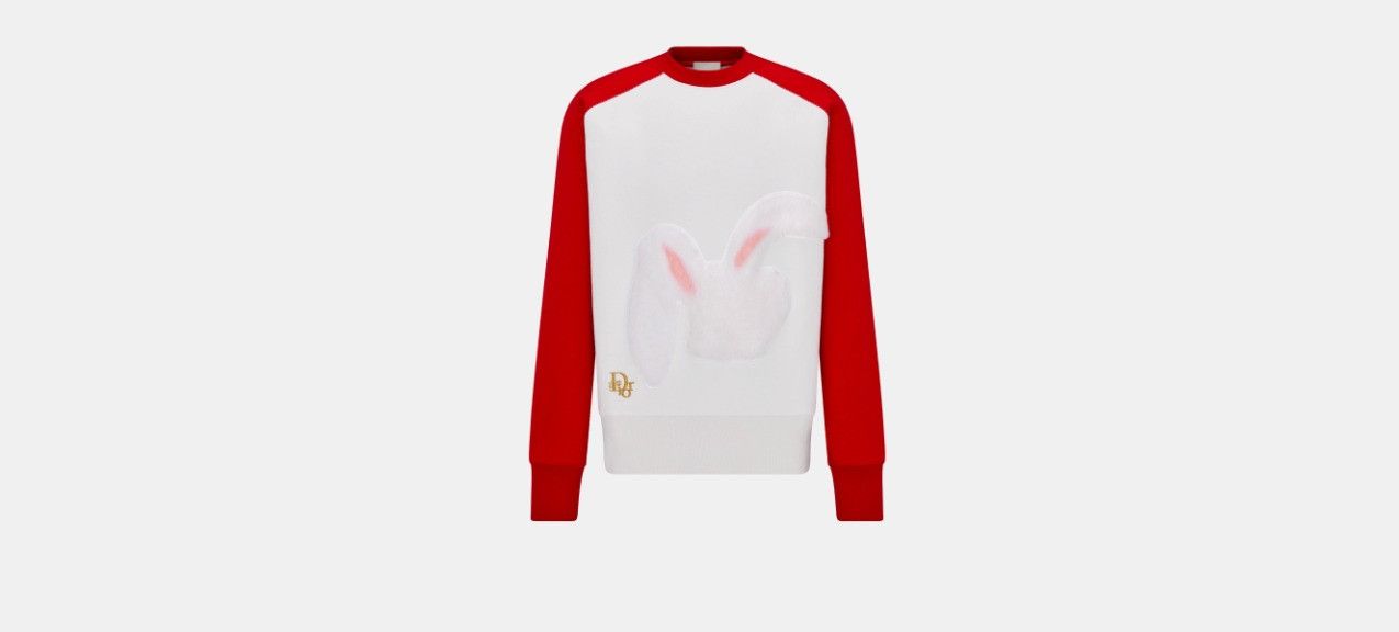 image of Dior x Erl O1W1Db10424 Sweatshirt In White/red, Men's (Size Large)