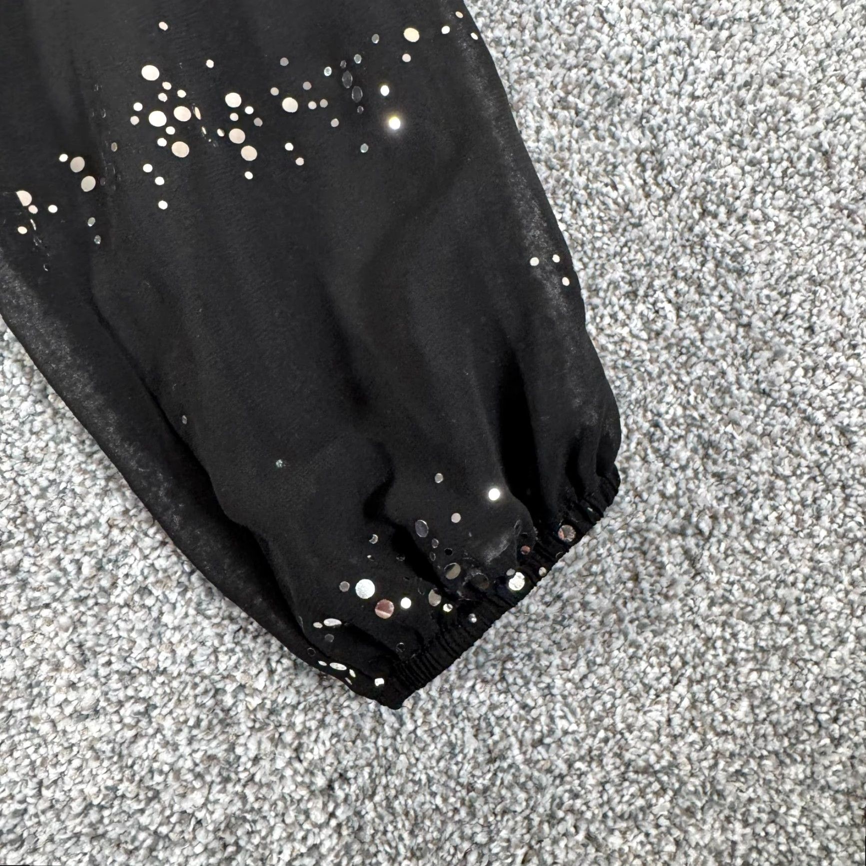 Vintage Valerie Stevens Blouse Shirt Medium M Women Dark Fairy Sequin Sheer Balloon Sleeve Polka Dot Casual Party/Cocktail Vintage No Mens Women Size M / US 6-8 / IT 42-44 - 3 Thumbnail