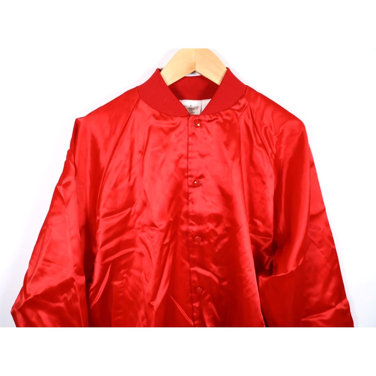 Vintage VINTAGE Auburn Satin Bomber Jacket Men XL Red USA Made Snap Button 80s Retro Lined Pockets Size US XL / EU 56 / 4 - 4 Thumbnail