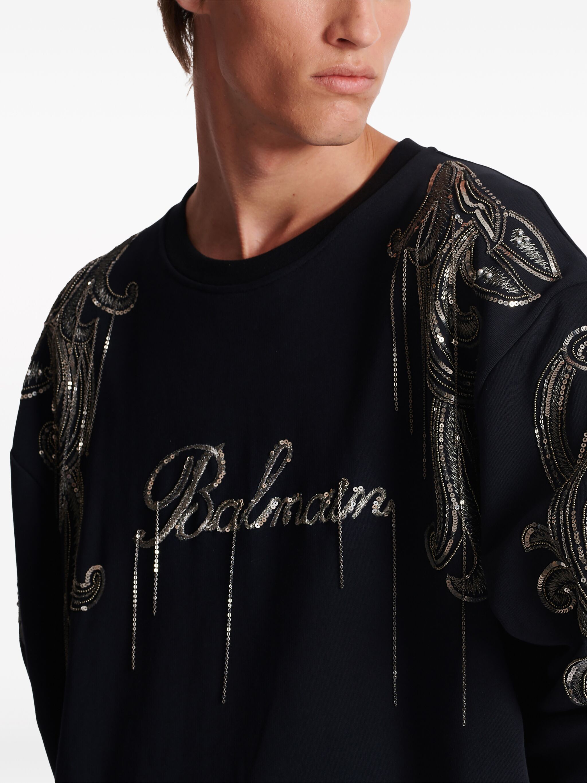 Balmain o1s1wg110125 Logo Sweatshirt in Black Size US L / EU 52-54 / 3 - 6 Thumbnail
