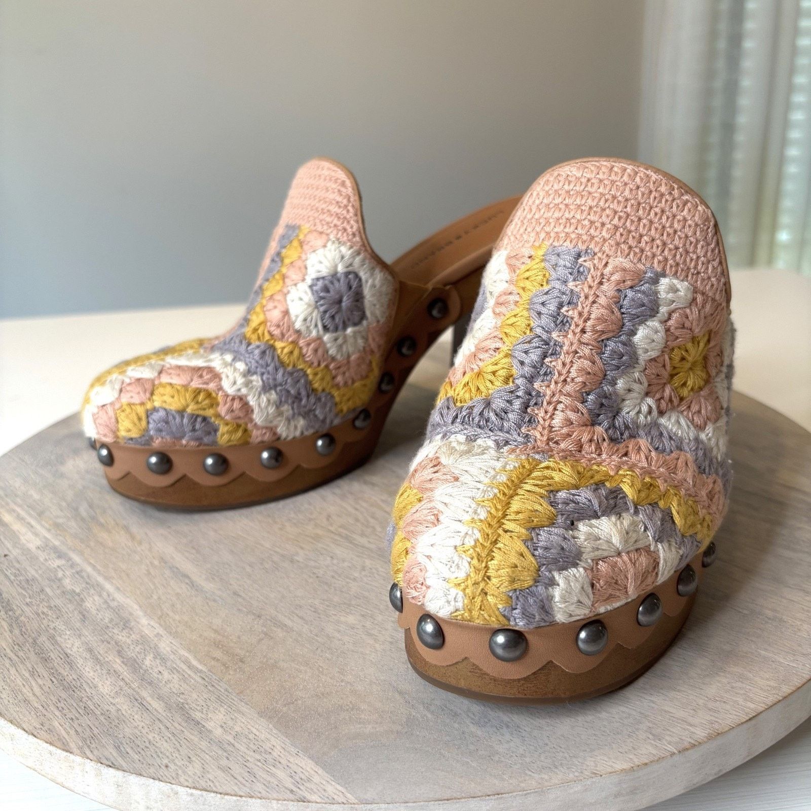 Lucky Brand Lucky Brand Immia Crochet Clogs Boho Retro Studded Size 8 Size US 8 / IT 38 - 3 Thumbnail