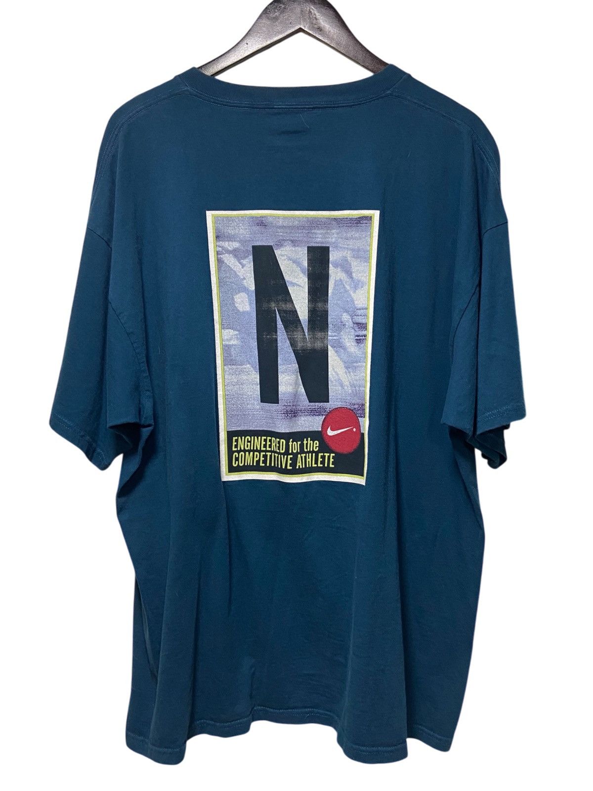Nike × Vintage Vintage 90s Nike Spell Out Engineered T Shirt Size XL Size US XL / EU 56 / 4 - 1 Thumbnail