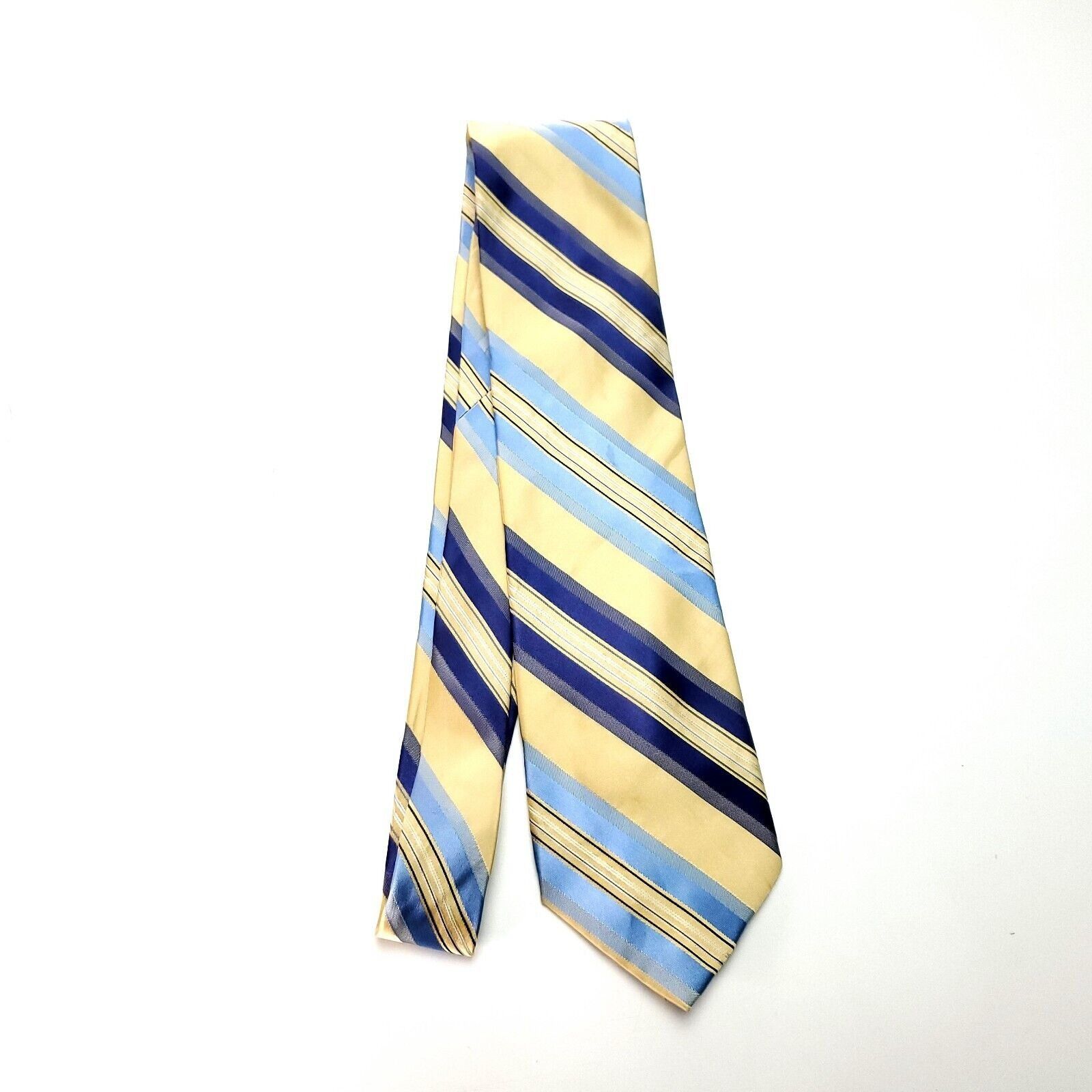 Perry Ellis Perry Ellis Portfolio Yellow/Beige & Blue Silk Tie Woven Reg Size ONE SIZE - 6 Thumbnail