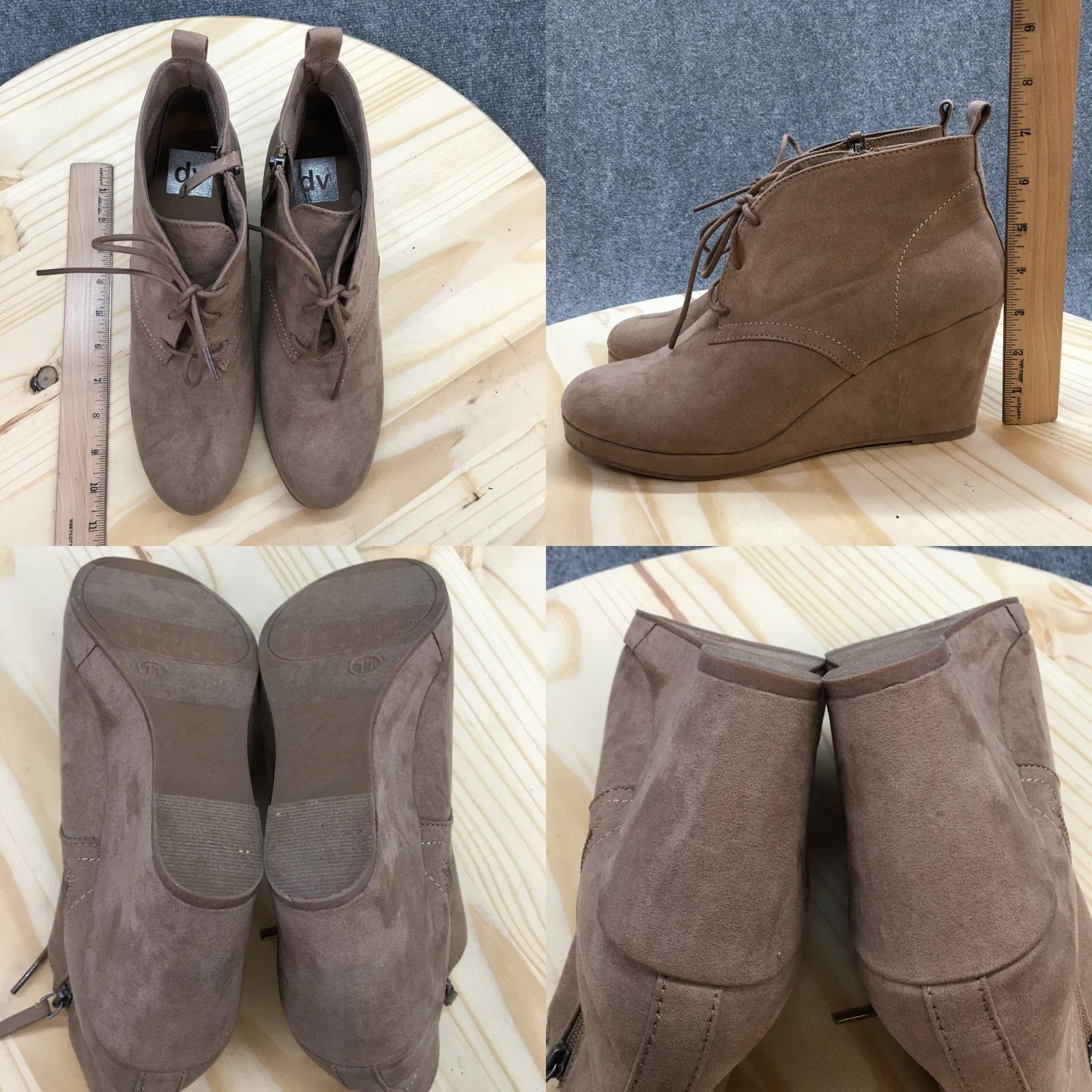 Dolce Vita Dolce Vita Boots Womens 11 Ankle Booties Wedge Brown Fabric Lace Up Zipper Size US 11 / IT 41 - 8 Thumbnail