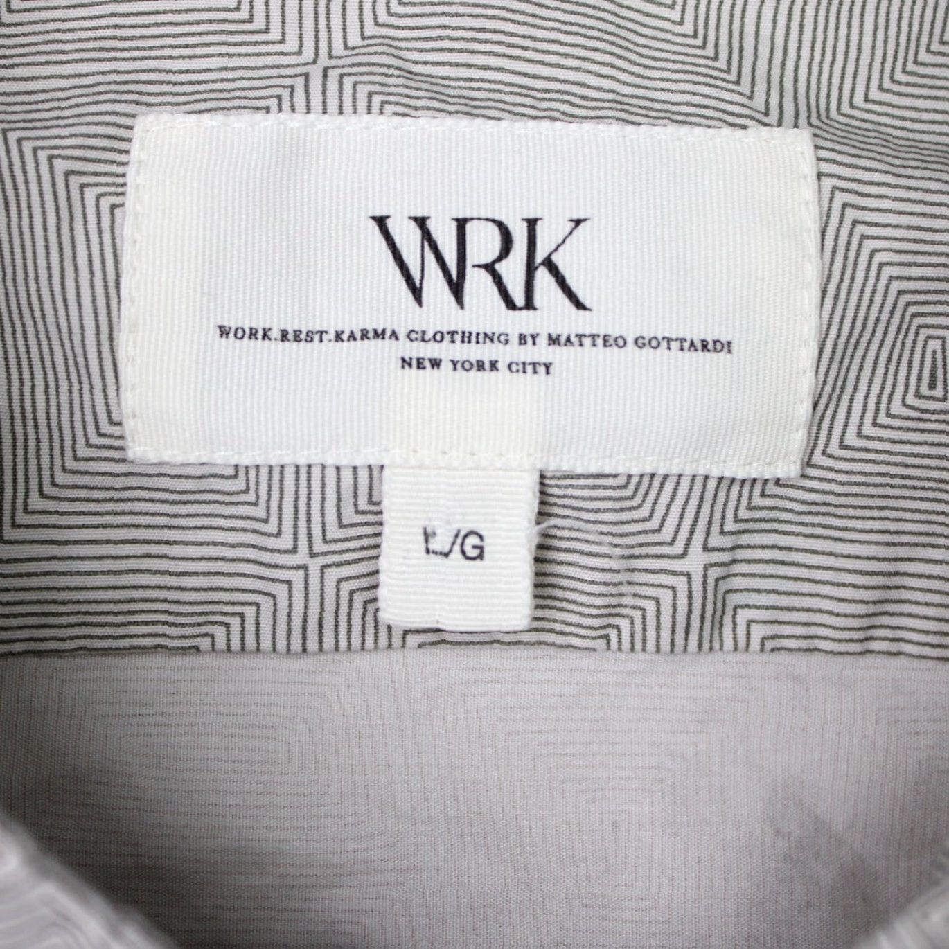 Vintage WRK Shirt Mens Large Gray Geometric 100% Cotton Long Sleeve Button Down Size US L / EU 52-54 / 3 - 6 Thumbnail