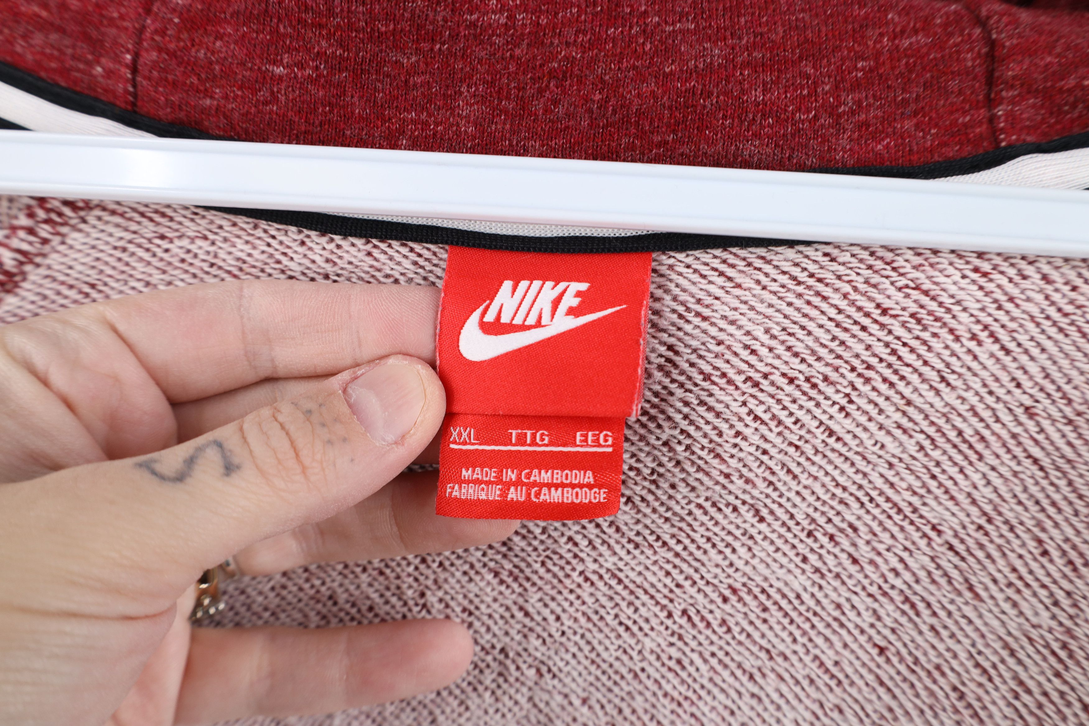 Nike Vintage Nike Mini Swoosh French Terry Full Zip Hoodie Red Size US XXL / EU 58 / 5 - 10 Thumbnail