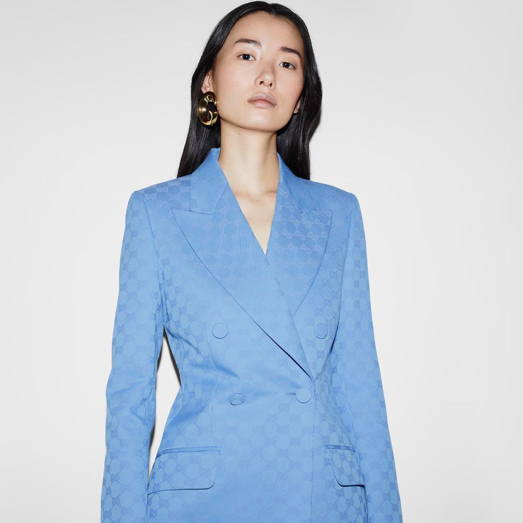 Gucci o1loc1c0226 787674 GG Cotton Gabardine Jacket in Dusty Blue Size XL / US 12-14 / IT 48-50 - 5 Thumbnail