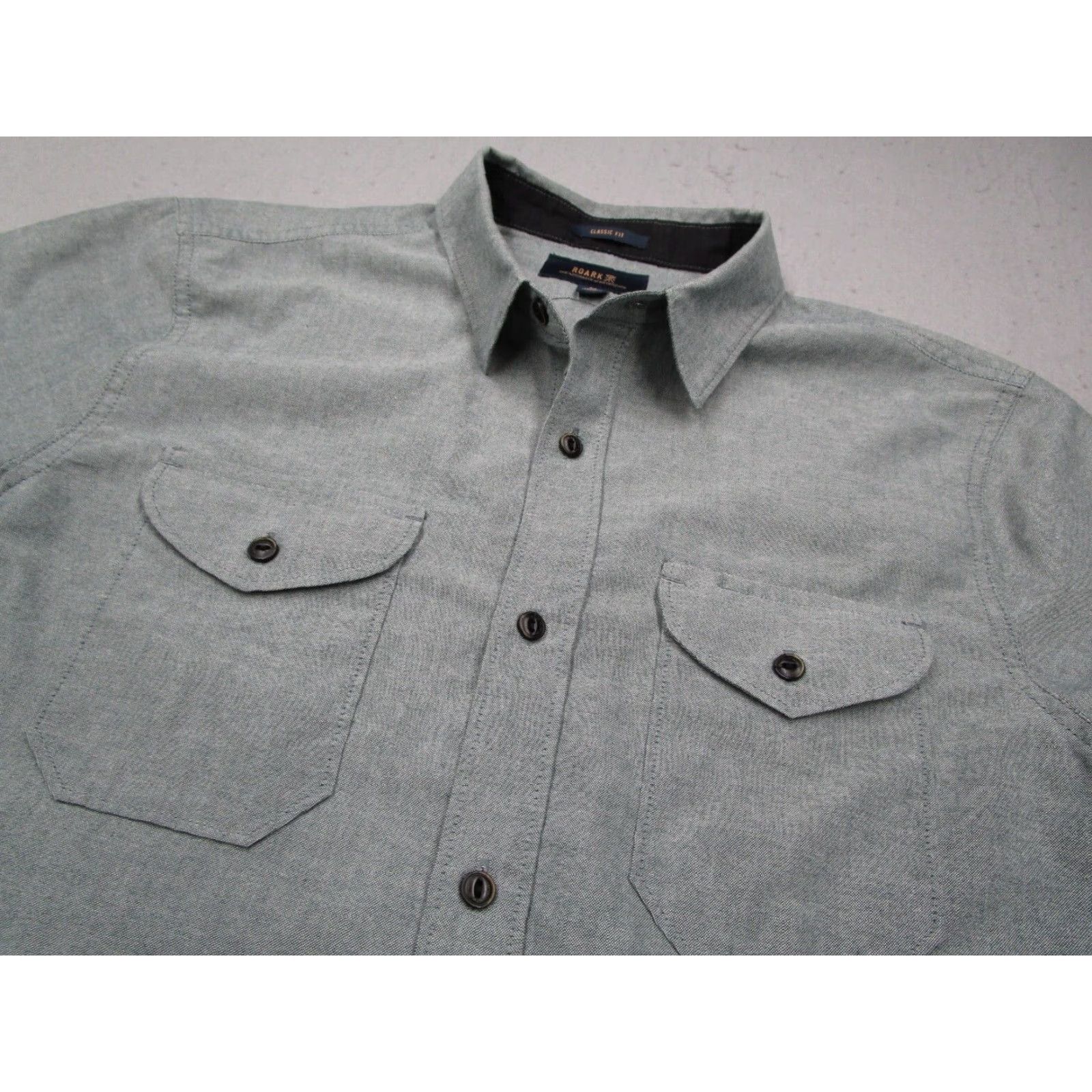 Roark Roark Mens Blue Long Sleeve Button Up Shirt Medium Classic Fit Size US M / EU 48-50 / 2 - 2 Thumbnail
