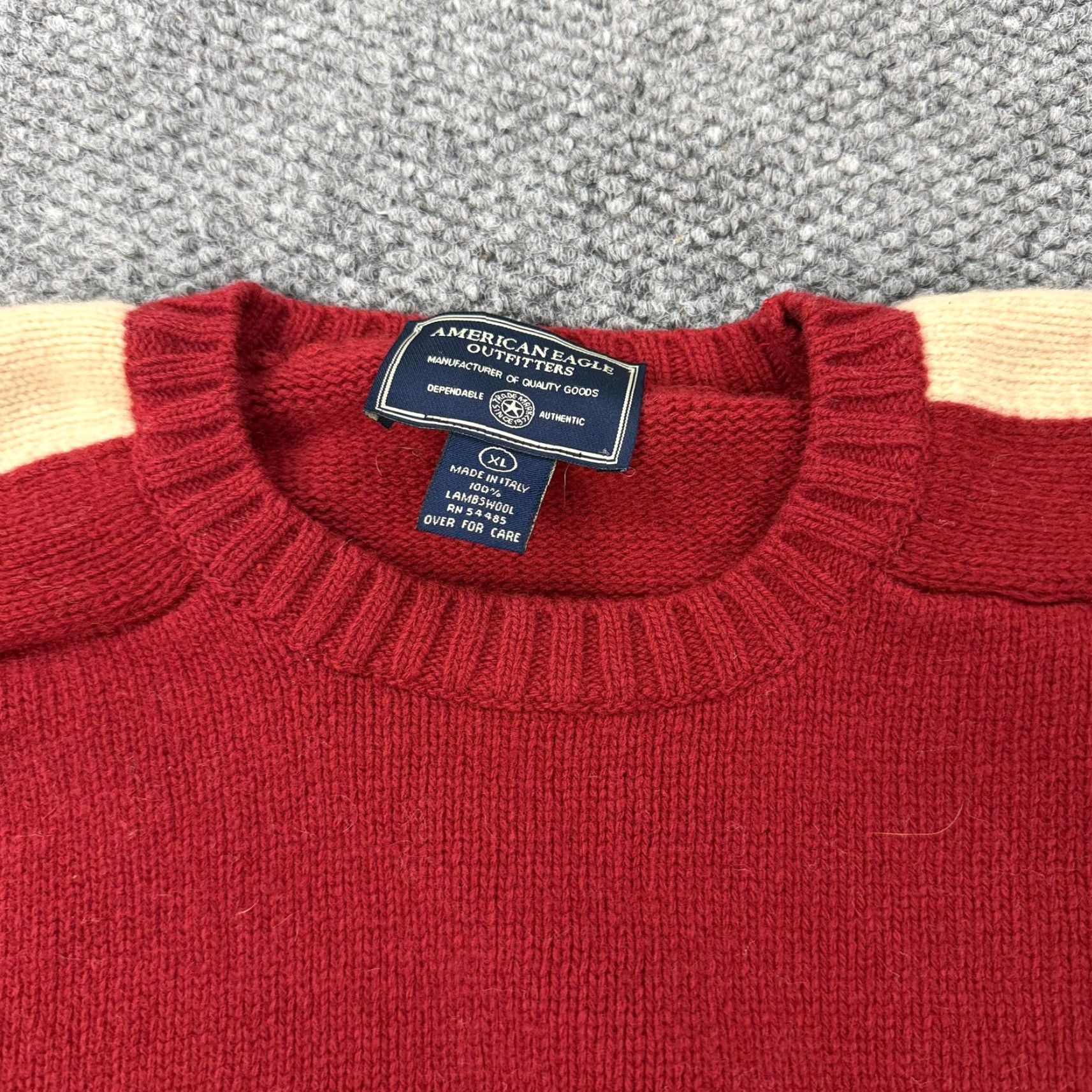 American Eagle Outfitters VINTAGE American Eagle Outfitters Sweater Mens XL Knit Red Wool Crew Neck Italy 90s Striped MENS Size US XL / EU 56 / 4 - 2 Thumbnail