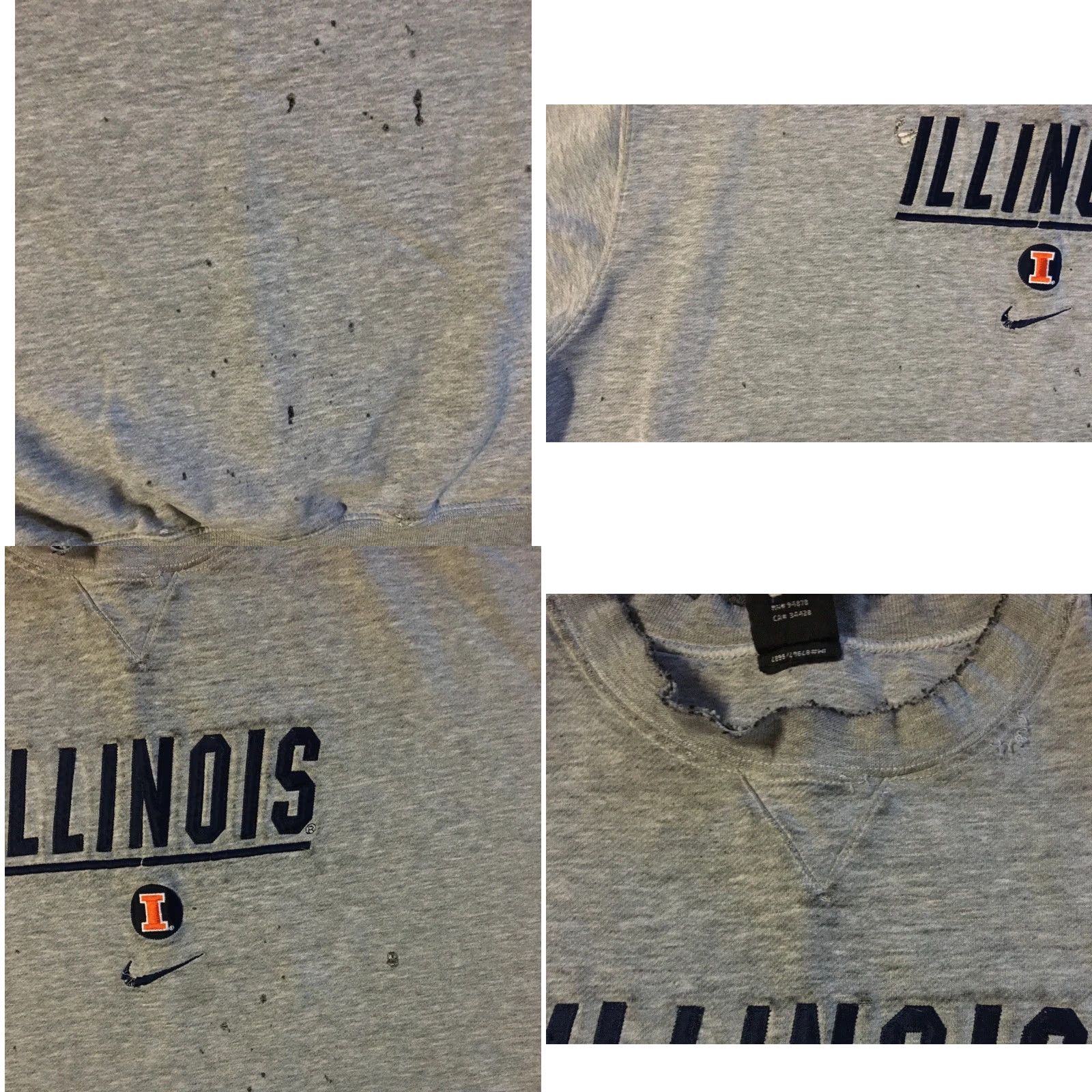 Nike VINTAGE Nike University Illinois Thrashed Faded Boxy Swoosh Sweatshirt XL Gray University Sportswear Men Hoodie Pullover 90s Grunge Die-cut Distressed Size US XL / EU 56 / 4 - 8 Thumbnail