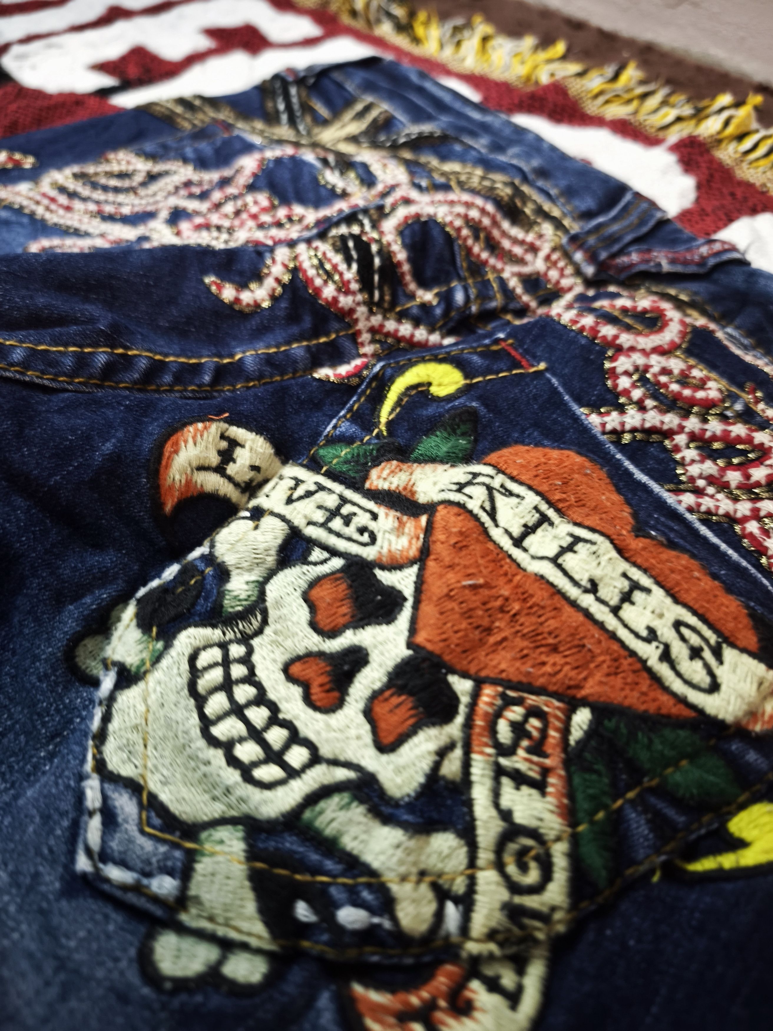 Ed Hardy Rare Piece!! Ed Hardy x Dr Pepper Embroidered Jeans Size US 31 - 5 Thumbnail