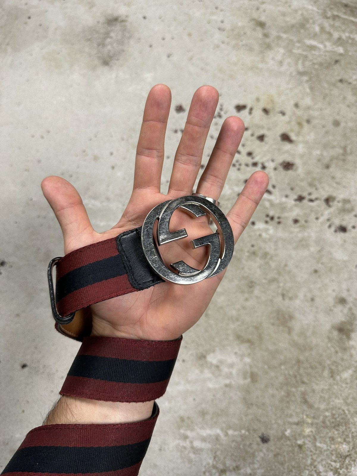 Gucci ‼️ Gucci Web Stripe Navy/Burgundy Belt Size ONE SIZE - 4 Thumbnail
