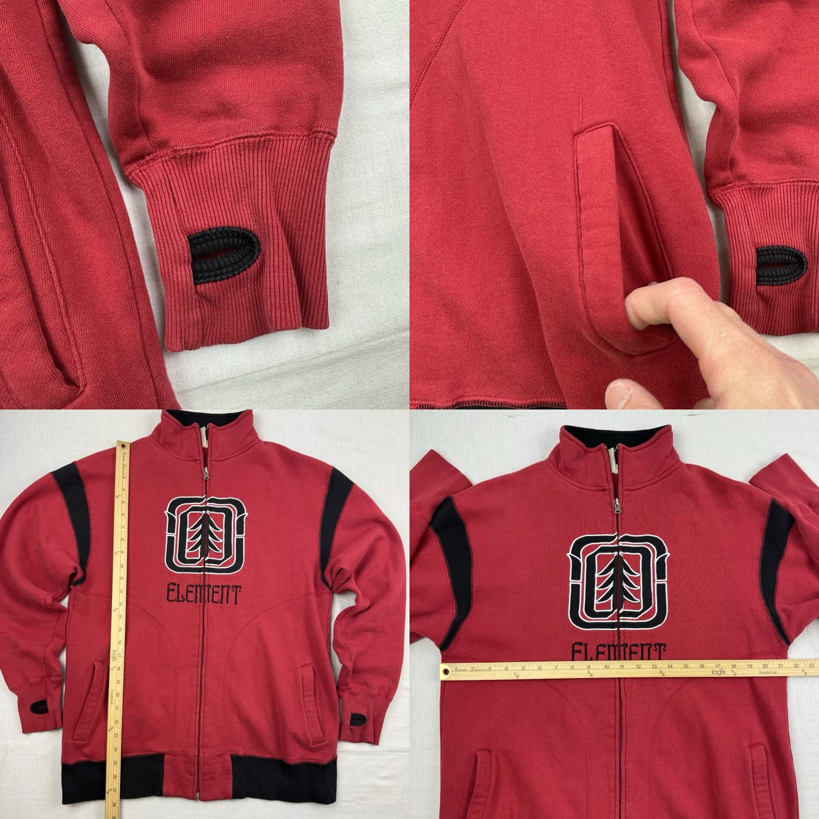 Element VINTAGE Element Sweatshirt Adult Large Full Zip Hipster Punk Y2K Thumbhole Red Mens Size US L / EU 52-54 / 3 - 8 Thumbnail