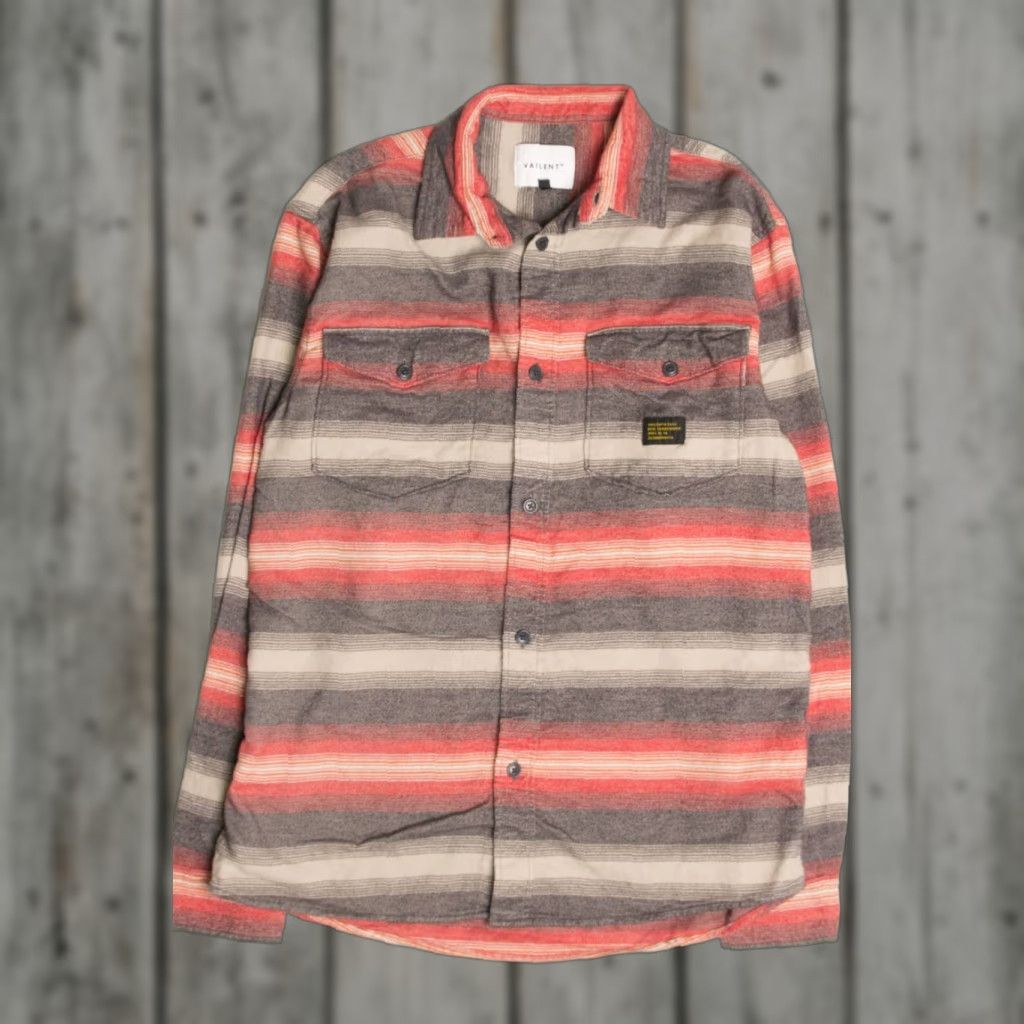 Vintage VINTAGE Vailent Shirt Small Orange Striped Flannel Cotton 27 Chest 20 Waist Womens? Mens? Size US S / EU 44-46 / 1 - 1 Thumbnail