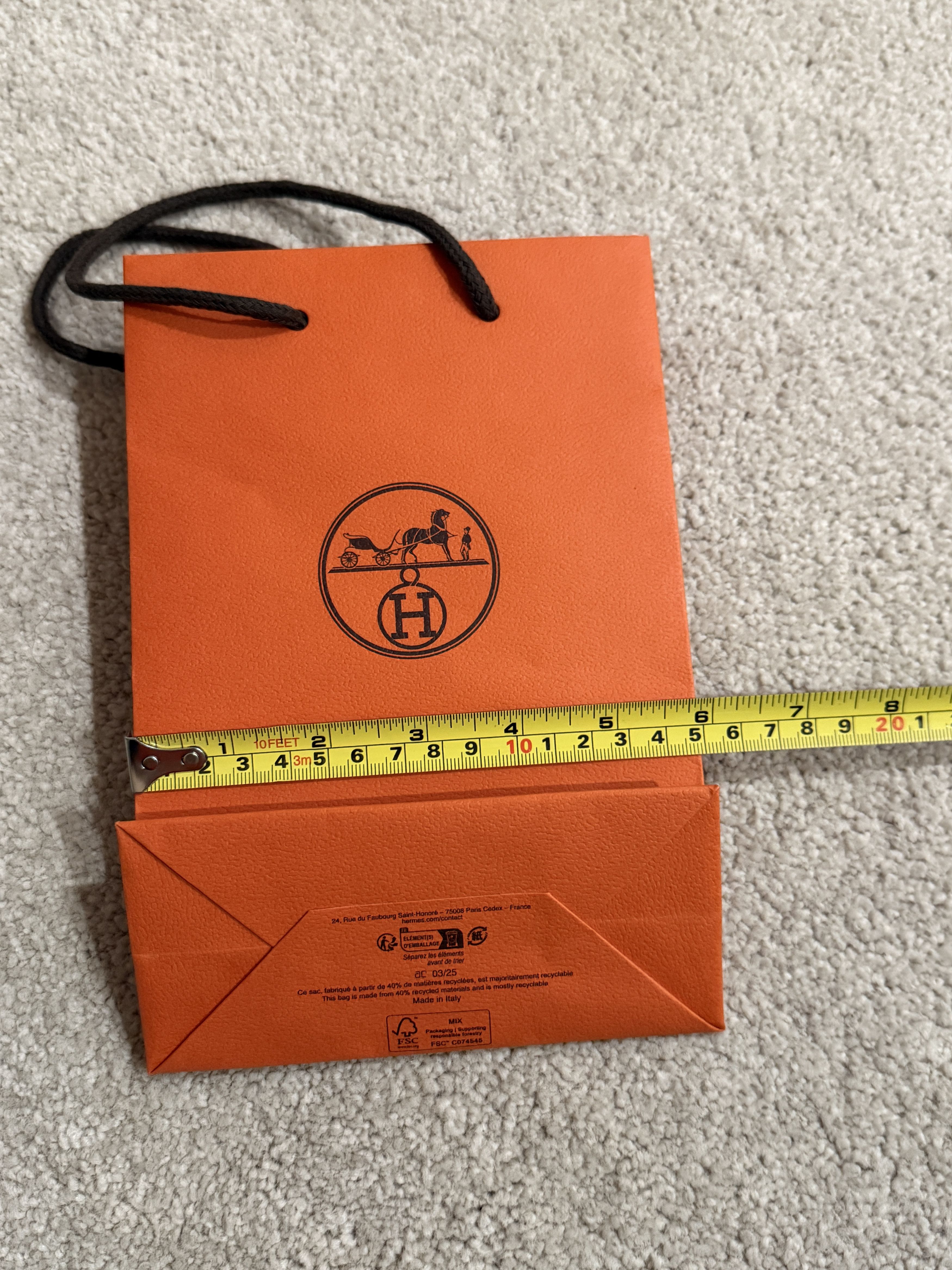 Hermes Authentic Hermes Orange Gift Paper Shopping Bag - Small Size ONE SIZE - 4 Thumbnail