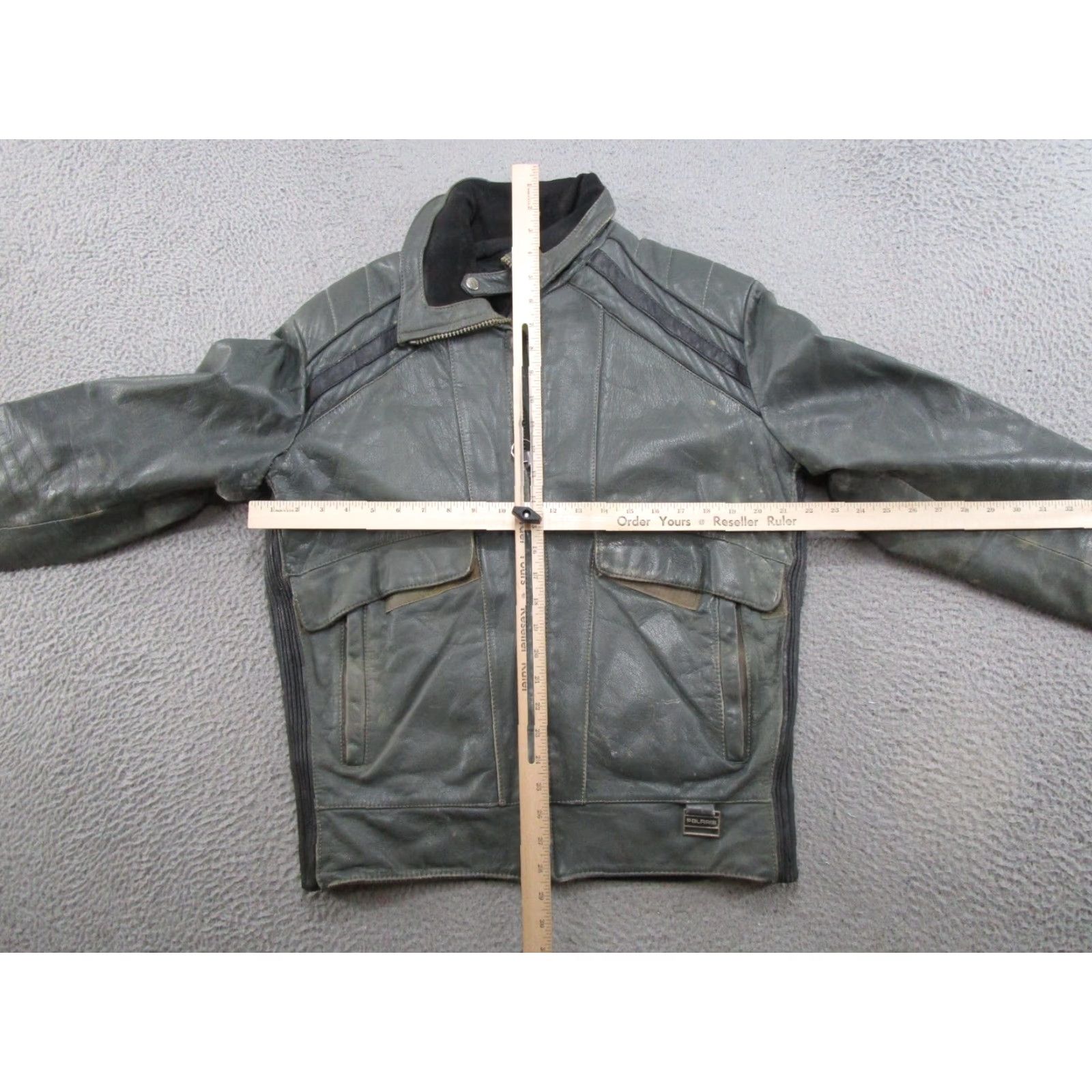 Vintage VINTAGE Polaris Leather Jacket 90s Winter Gray LT Tall L Size Jacket Mens Sz Read Logo Zip Up Regular Motorcycle Coat Size US L / EU 52-54 / 3 - 7 Thumbnail