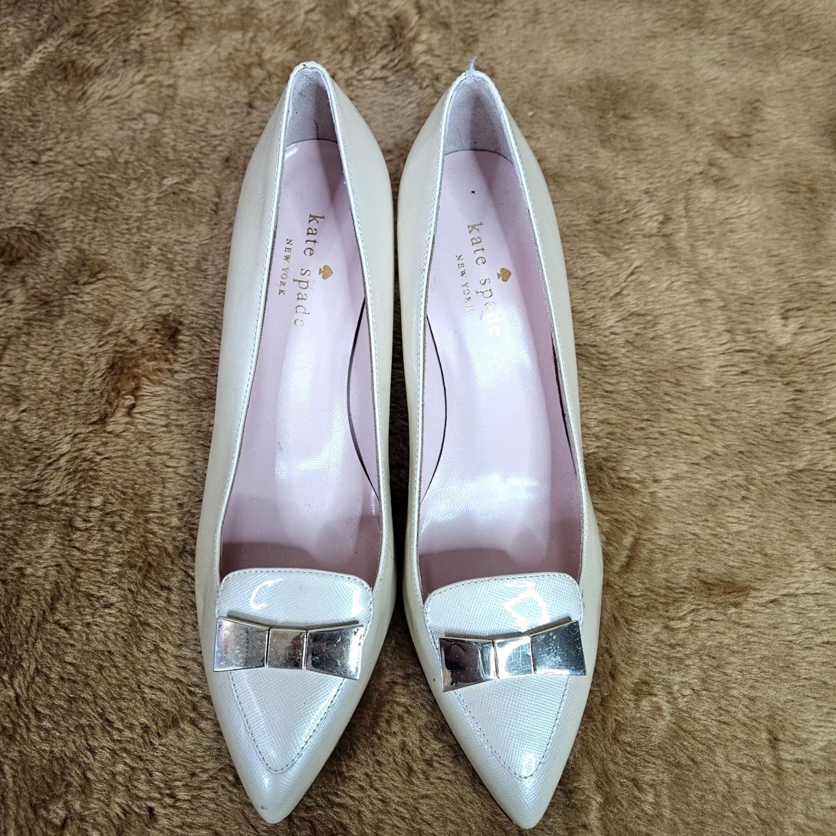 Vintage kate spade new york Women's Pointy Toe Pumps Heel Size 6.5C Yellow Floral Metal Stiletto Pump Casual Shoes Ladies Shoes Womens Size US 7 / IT 37 - 2 Thumbnail
