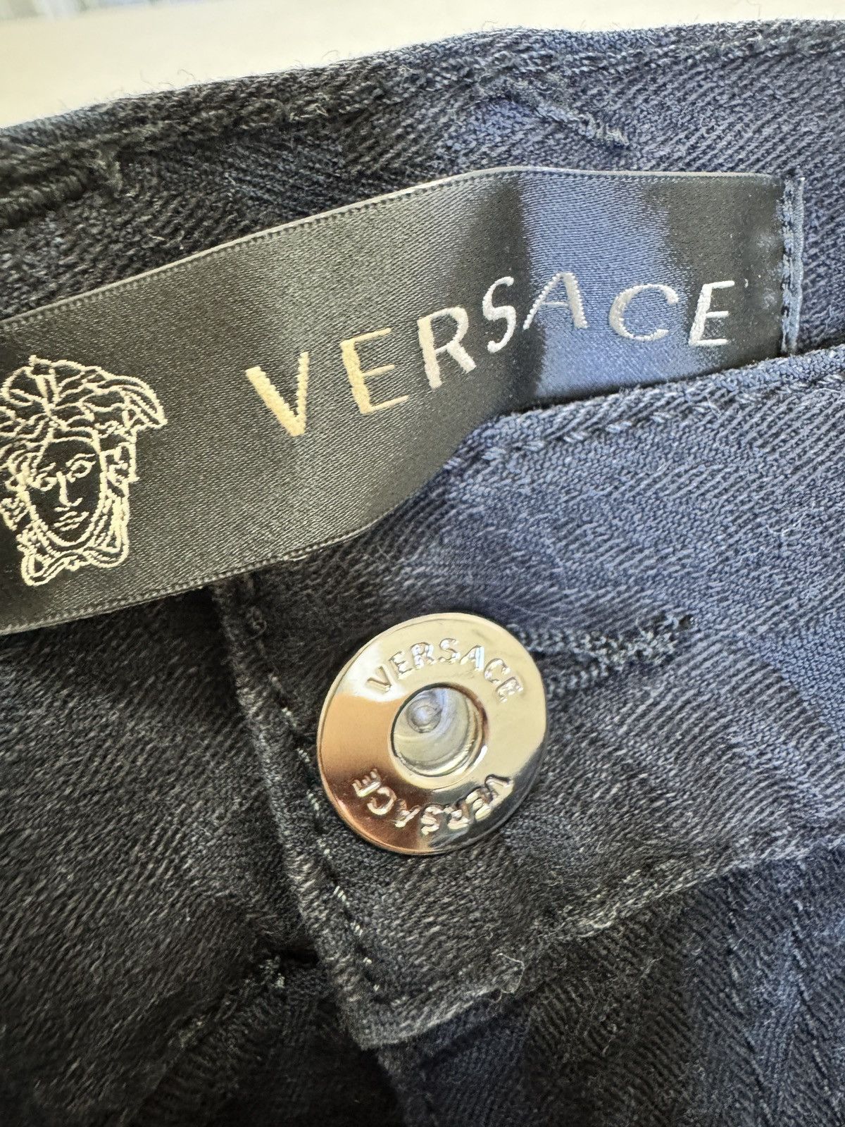 Versace Baroque Jeans Cody Fit Dark Navy blue Medusa Print Slim Size US 31 - 19 Thumbnail