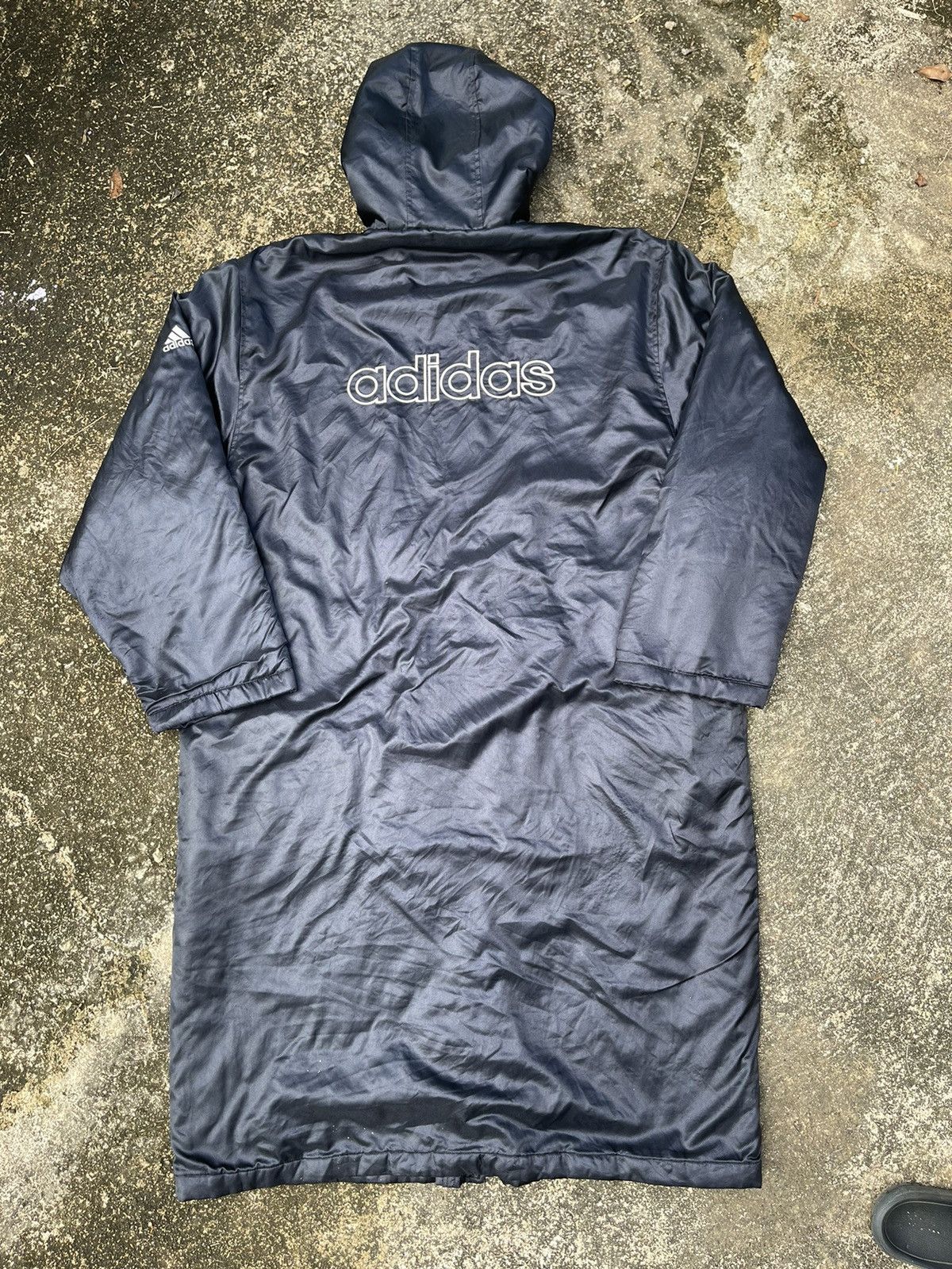 Adidas Vintage Adidas Long Hooded Fleece-Lined Coat (Black) Size US M / EU 48-50 / 2 - 1 Thumbnail
