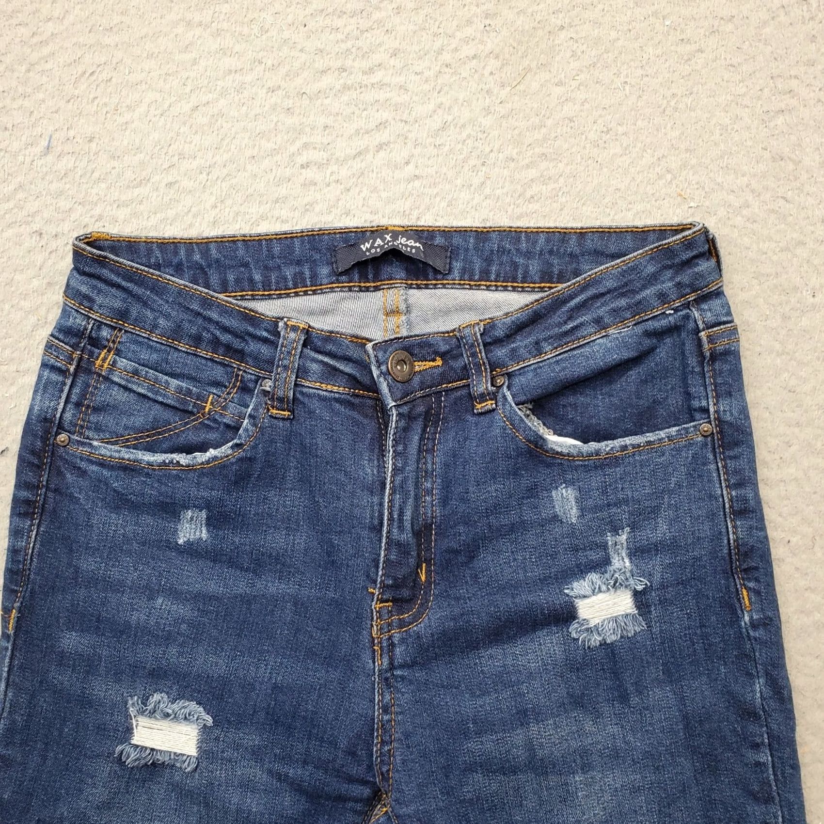 Vintage WAX JEAN Women Blue Denim Cotton Straight Leg Jeans 5-Pocket Dark Wash 5 Size 5 Womens SL Regular Pocket Design Size 27" / US 4 / IT 40 - 6 Thumbnail