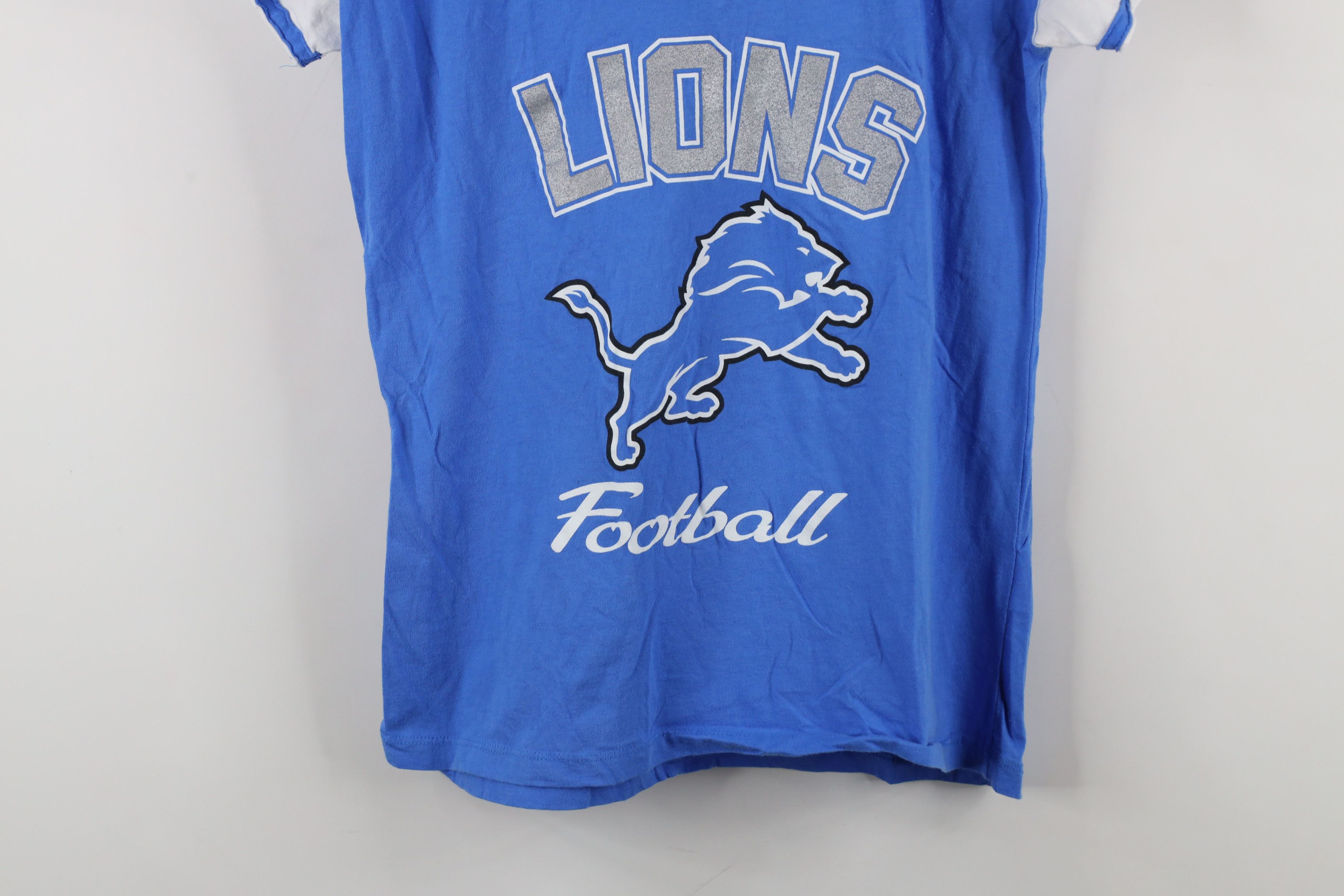 Majestic × Vintage Vintage Y2K Majestic Detroit Lions Football T-Shirt Blue Size L / US 10 / IT 46 - 3 Thumbnail