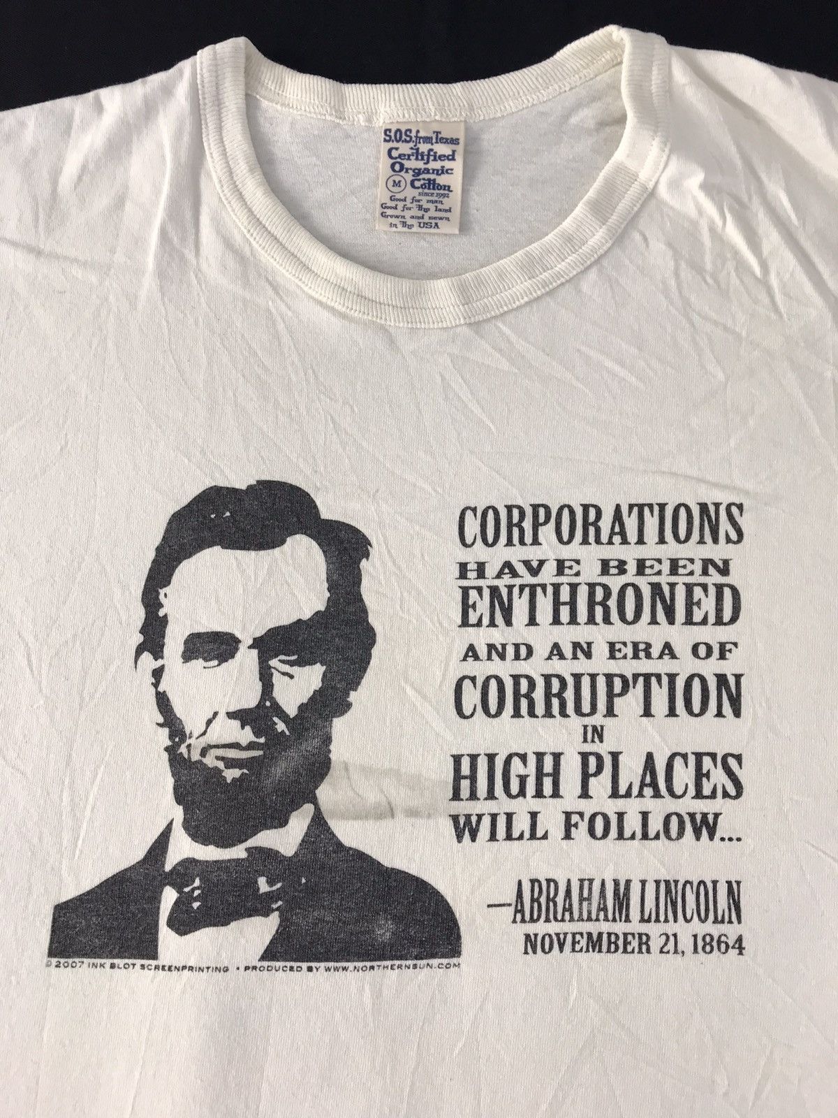 Vintage Sos Texas Usa Abraham Lincoln Us President Quote’s Tee Size US M / EU 48-50 / 2 - 4 Thumbnail