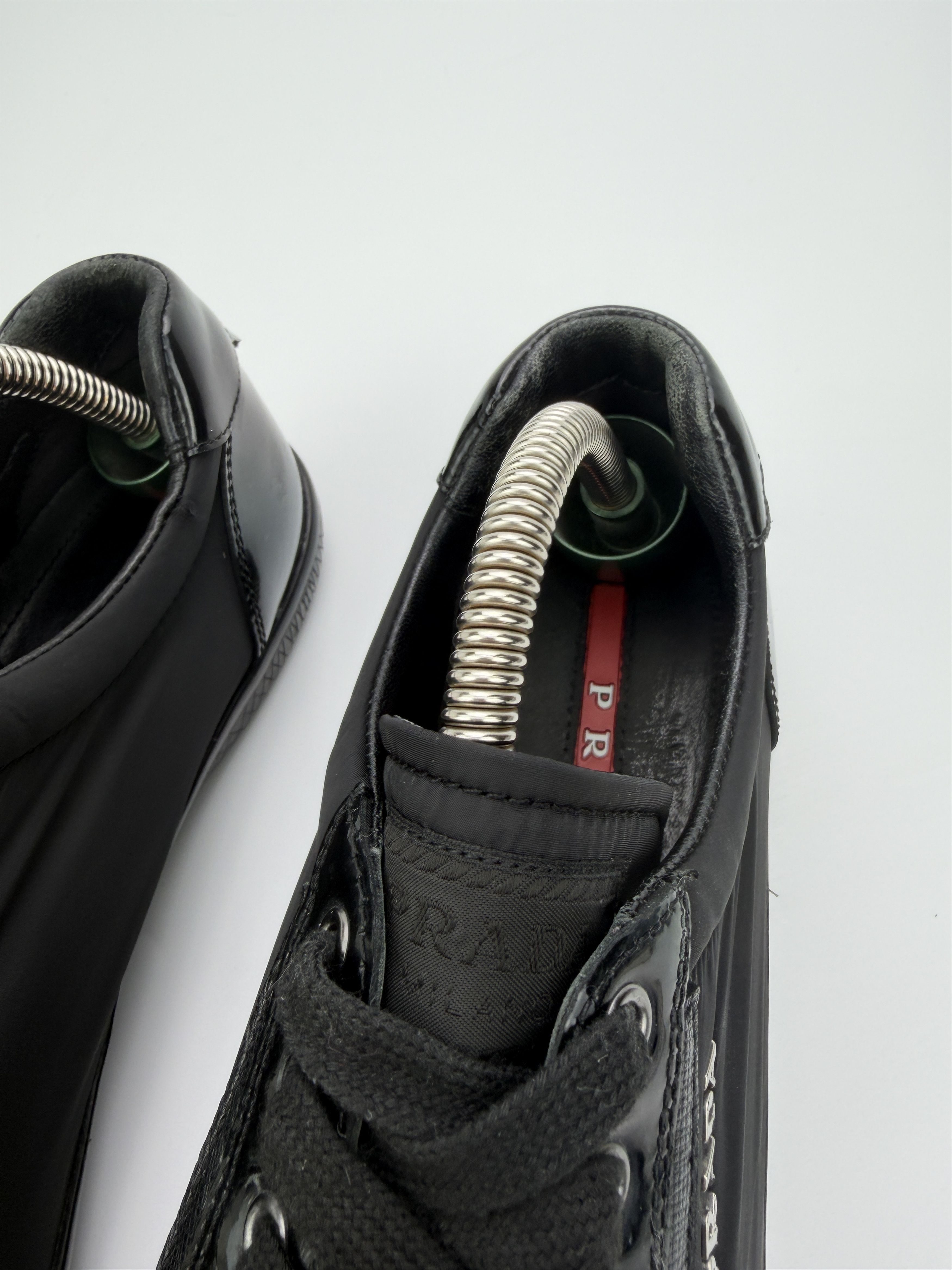 Prada Vintage Prada Black Leather Nylon Low Top Sneakers Size US 8 / EU 41 - 11 Thumbnail
