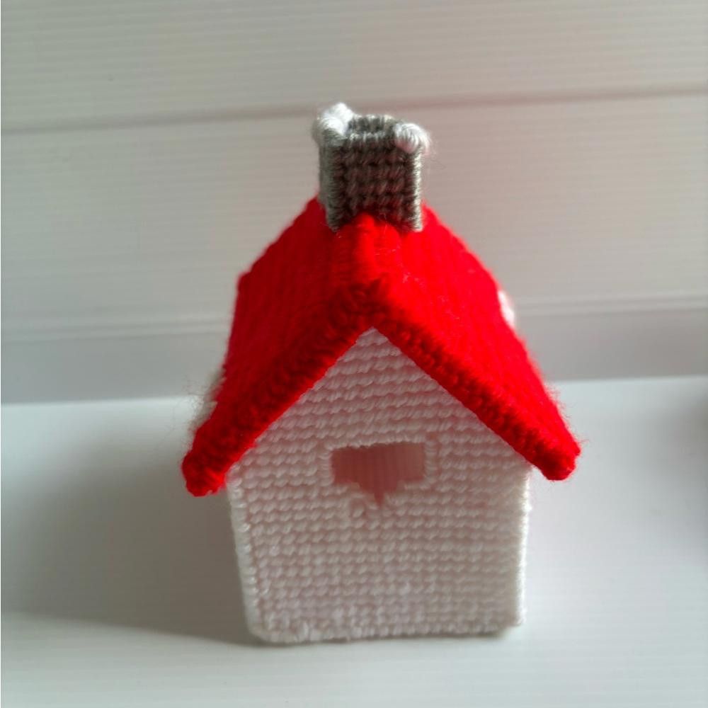 Vintage Plastic Canvas Needlepoint 2 Trains and 4 Houses