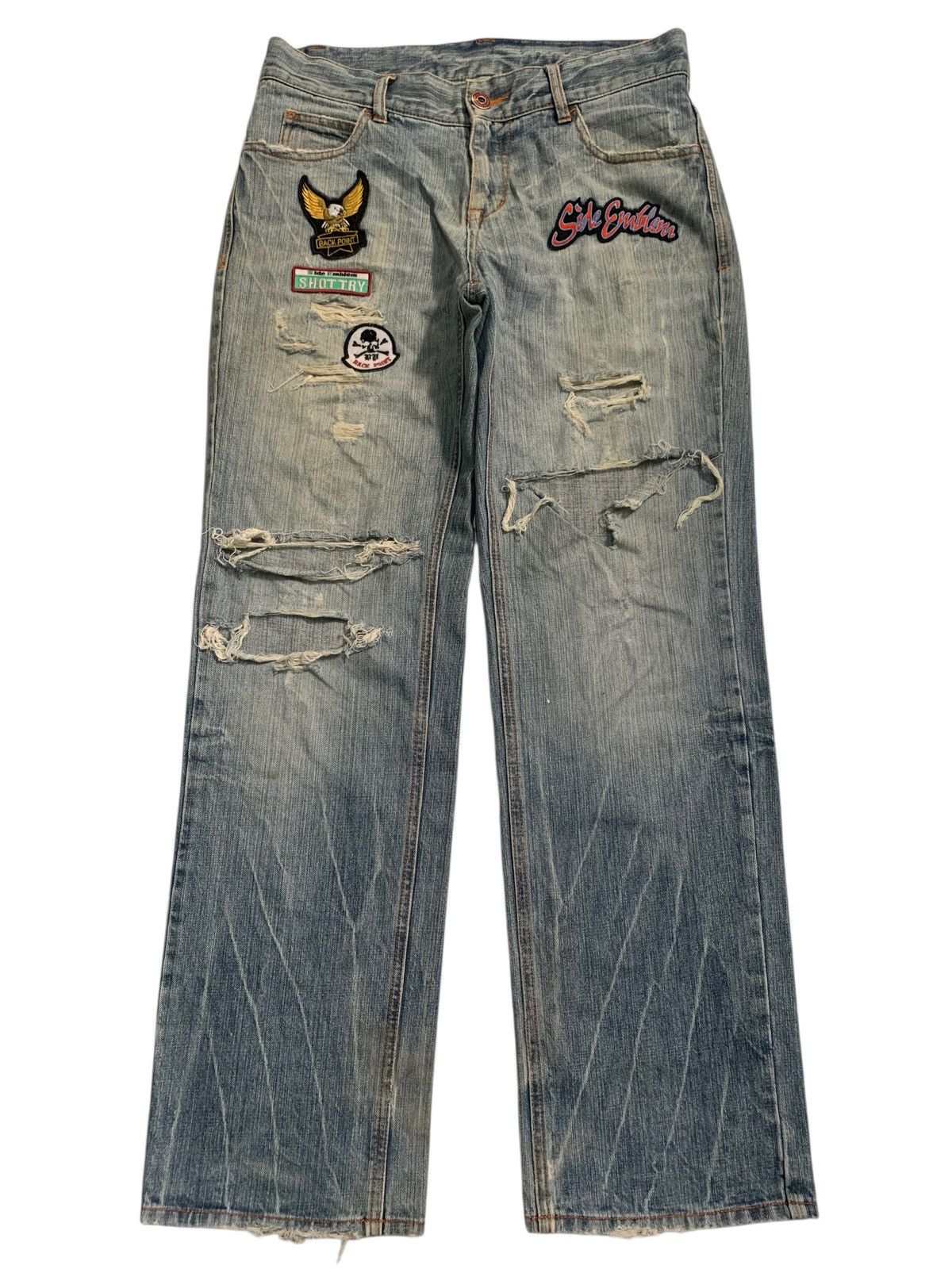 Other UNKNOWN BRAND PATCHES FADED PUNK STYLE DISTRESSED DENIM Size US 32 / EU 48 - 1 Thumbnail