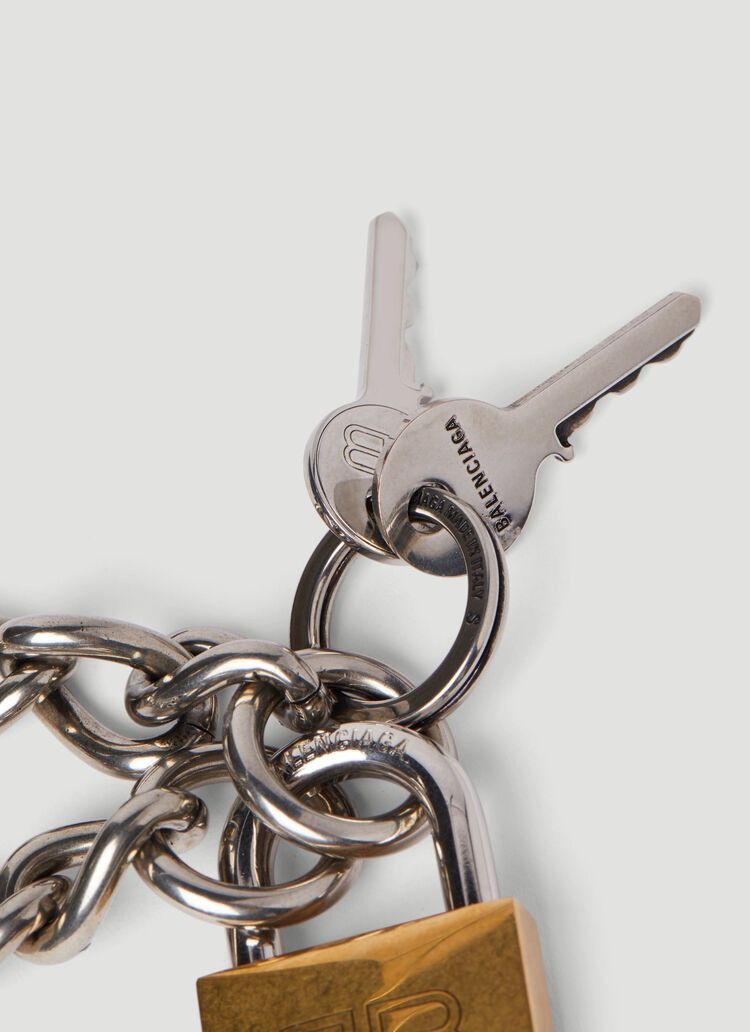 Balenciaga Silver Link Lock Keys Chain Bracelet Size ONE SIZE - 3 Thumbnail