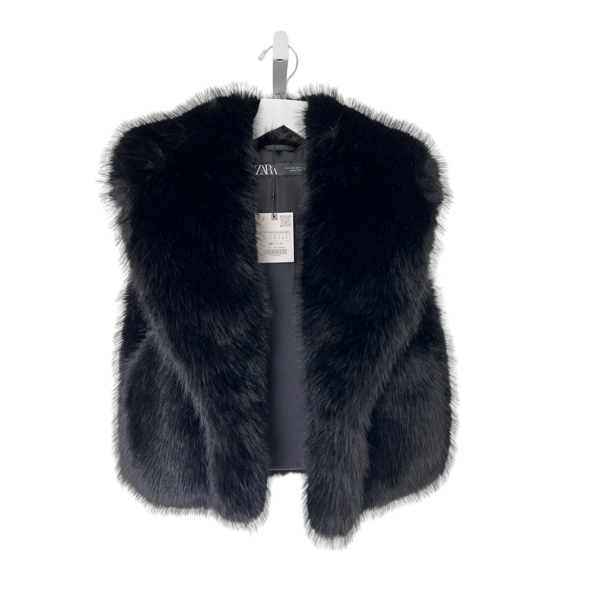 Zara Zara Black Faux Fur Cropped Vest Size S / US 4 / IT 40 - 8 Thumbnail