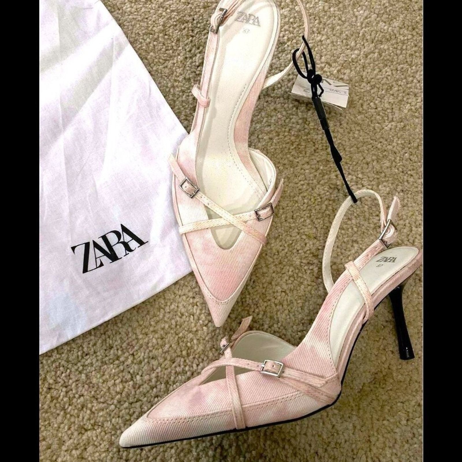 Zara Zara Pink Slingback Heels Pointed Toe Pumps NWT Size US 9 / IT 39 - 11 Thumbnail