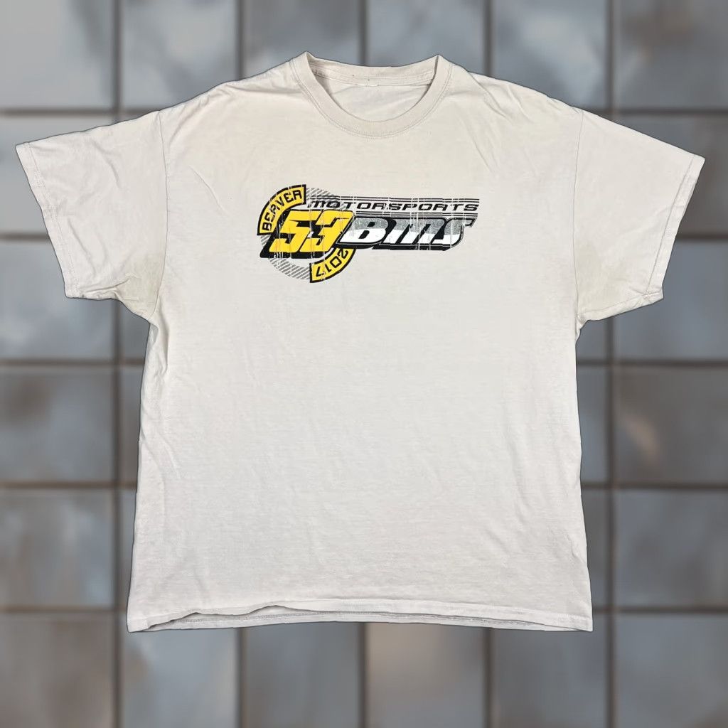 Vintage Beaver Motorsports #53 Bims T-Shirt Men Large Short Sleeve Tan Sand Shirt Mens Brown L Size US L / EU 52-54 / 3 - 1 Thumbnail
