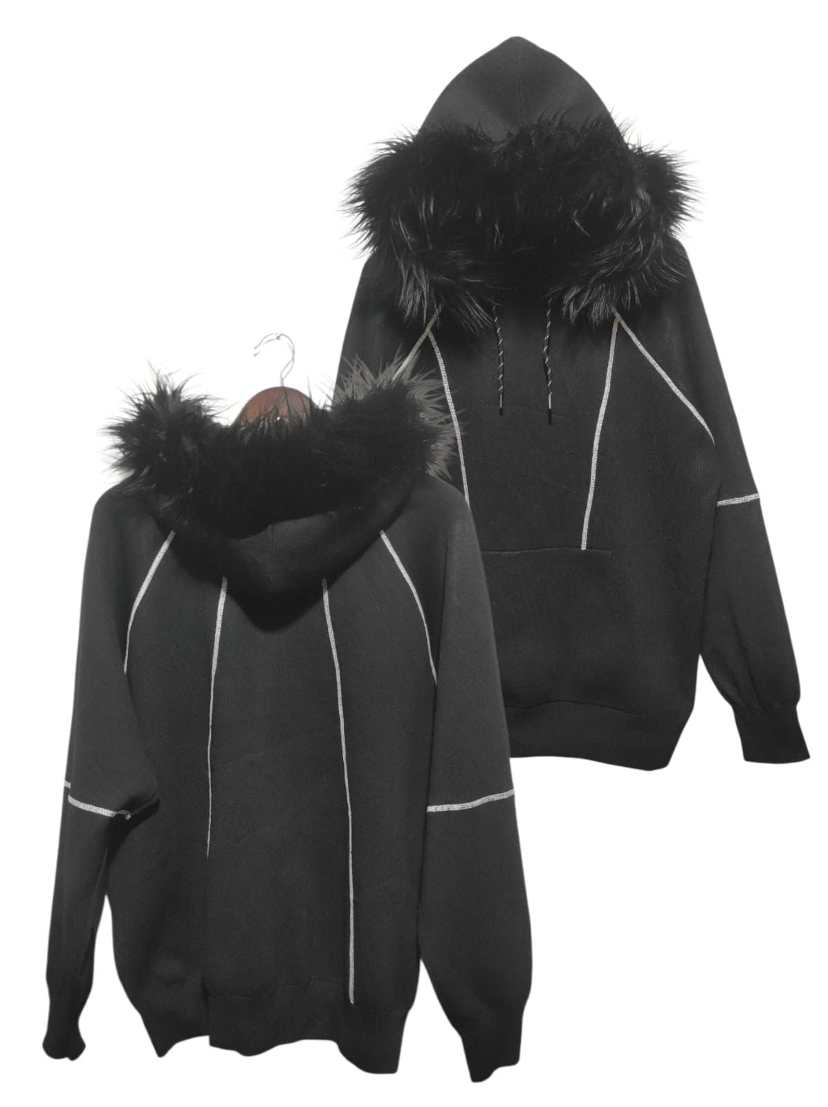 If Six Was Nine Aletk black Fur Hoodie LGB IfSixWasNine style Size US M / EU 48-50 / 2 - 2 Thumbnail