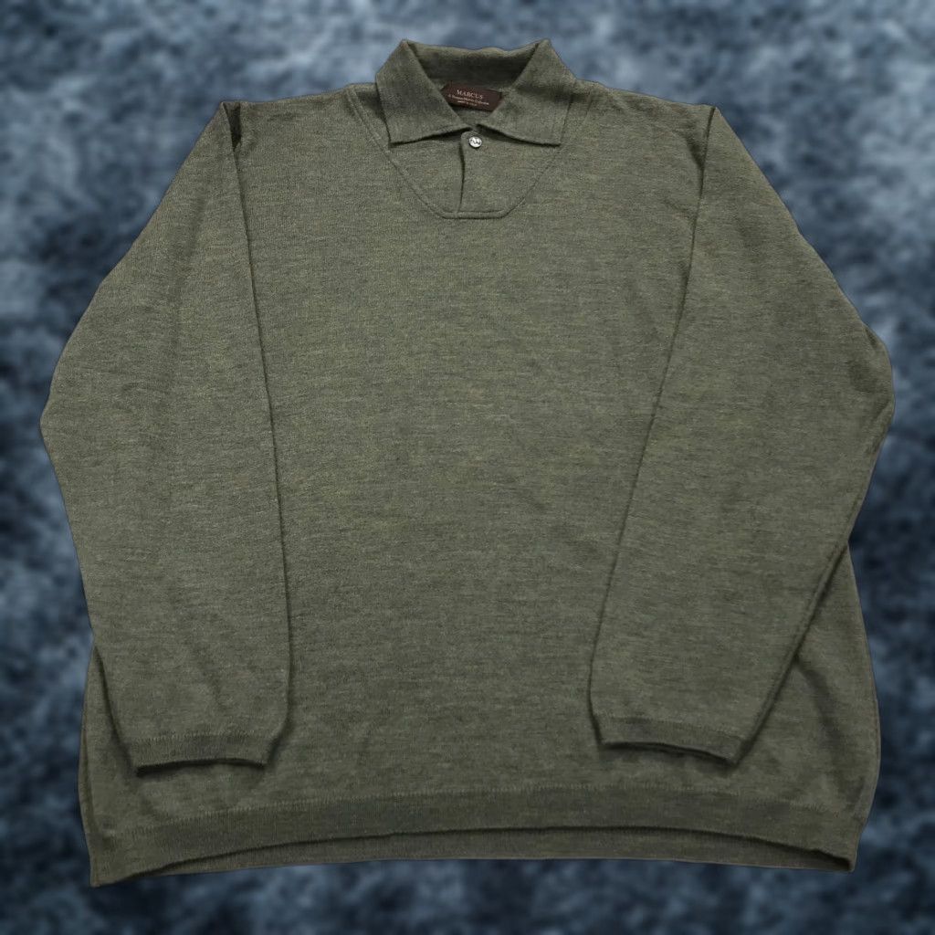 Neiman Marcus Neiman Marcus Sweatshirt Mens XL Green Wool Collared Knit Long Sleeve Preppy Size US XL / EU 56 / 4 - 1 Thumbnail