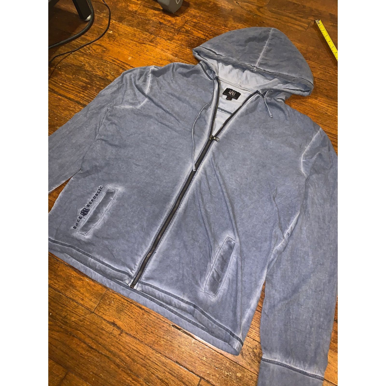 Rock & Republic Rock & Republic Mineral Wash Zip Hoodie Blue Grey XL Size US XL / EU 56 / 4 - 4 Thumbnail