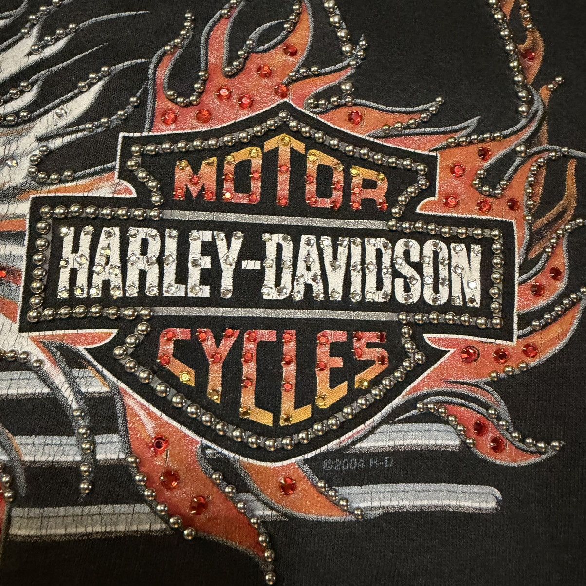 Harley Davidson Vtg Harley Davidson Rhinestone Flame Hoodie Rare Custom M Size US M / EU 48-50 / 2 - 8 Thumbnail