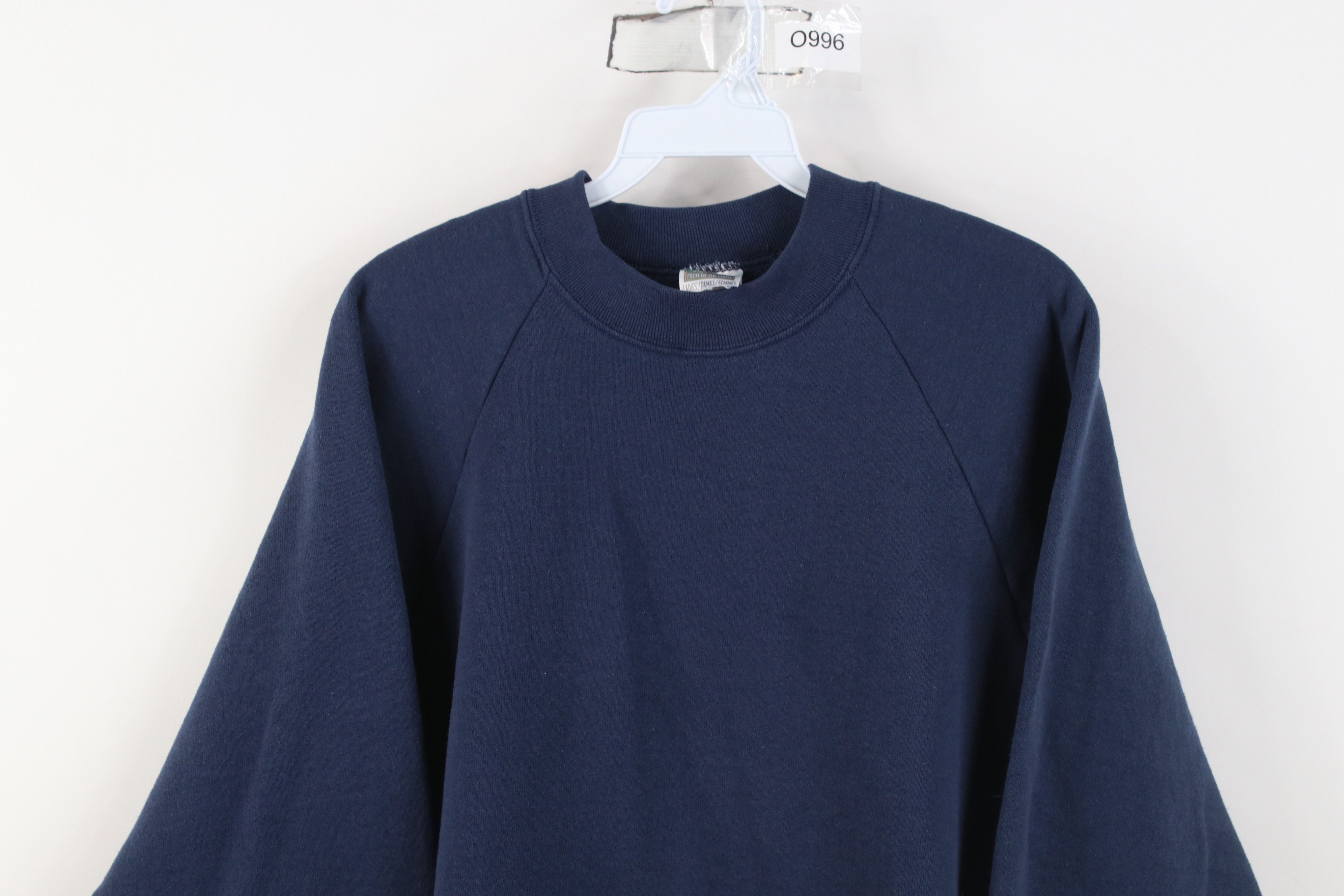 Vintage Vintage 90s Streetwear Blank Crewneck Sweatshirt Navy Blue Size L / US 10 / IT 46 - 2 Thumbnail