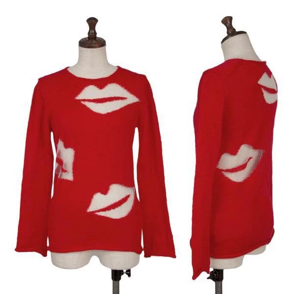 Comme des Garcons Comme Des Garcons Red vintage see-through lip design knit Size S / US 4 / IT 40 - 1 Thumbnail