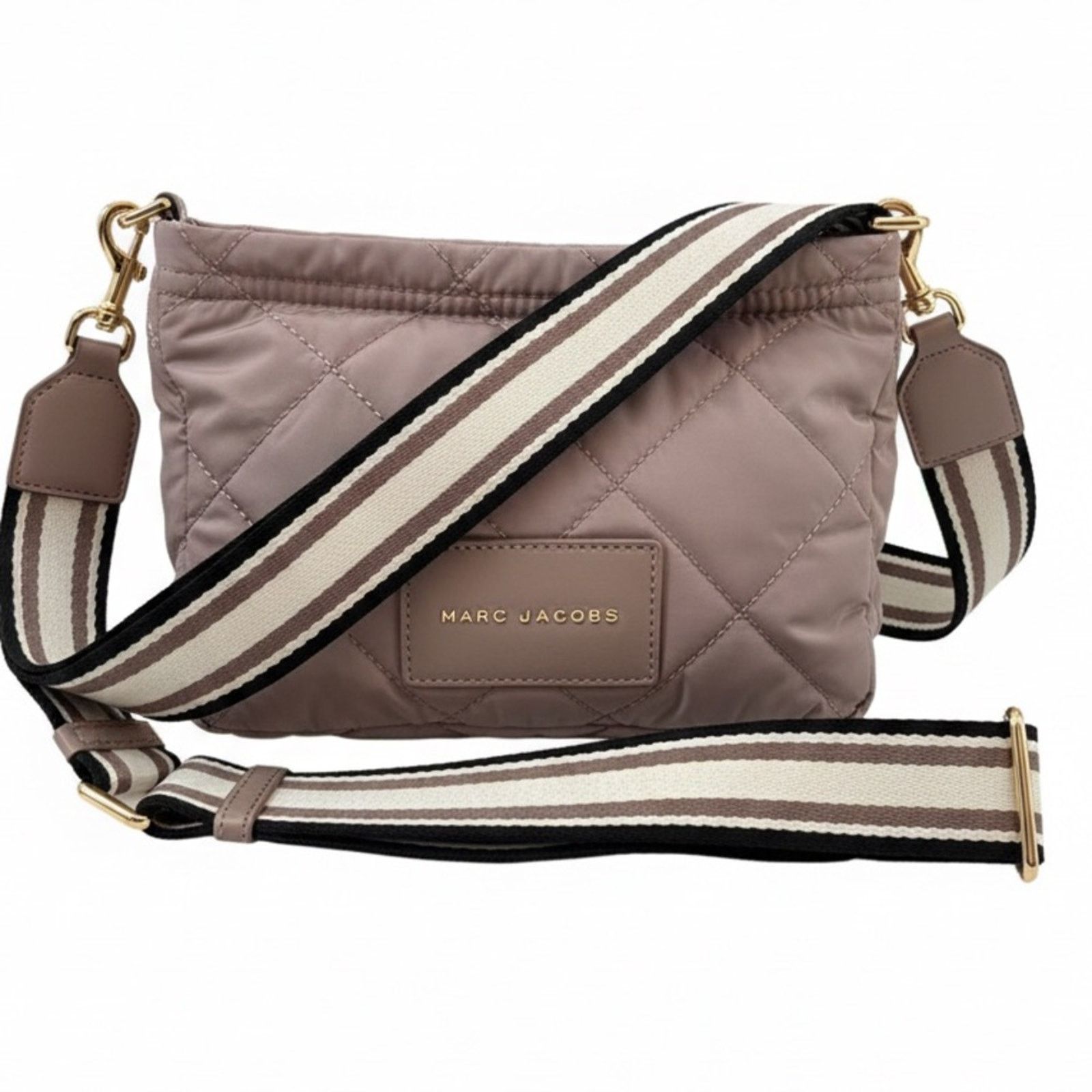 Marc Jacobs Marc Jacobs Quilted Crossbody Bag Taupe with Striped Strap Size ONE SIZE - 1 Thumbnail