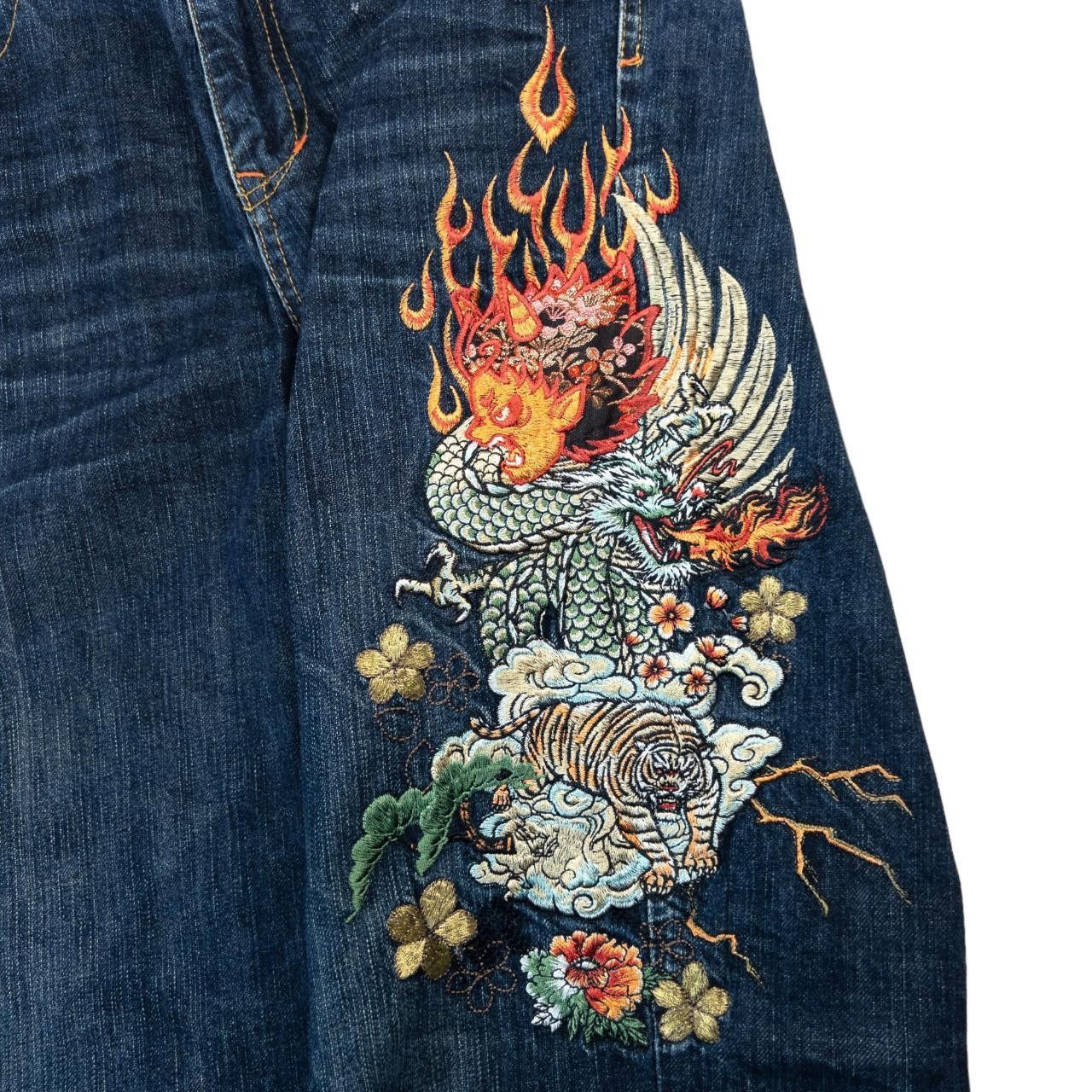 Other Vintage Big Train Japanese Embroidered Denim Jeans Size W31 Size 31" - 5 Thumbnail