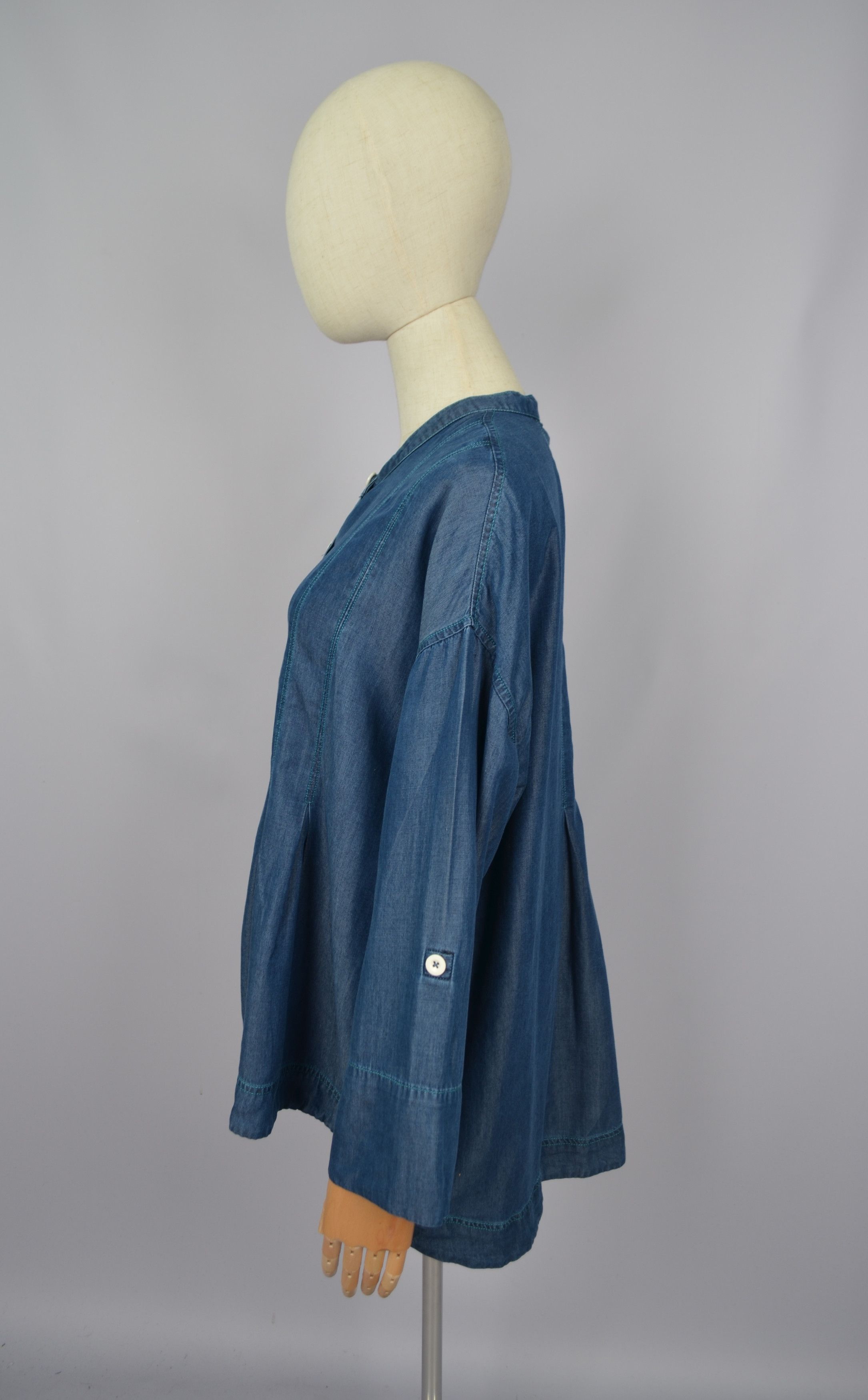 Designer × Sahara Club Sahara Tencell Lyocell Denim Blue Tunic Shirt S-M Oversize Size S / US 4 / IT 40 - 5 Thumbnail